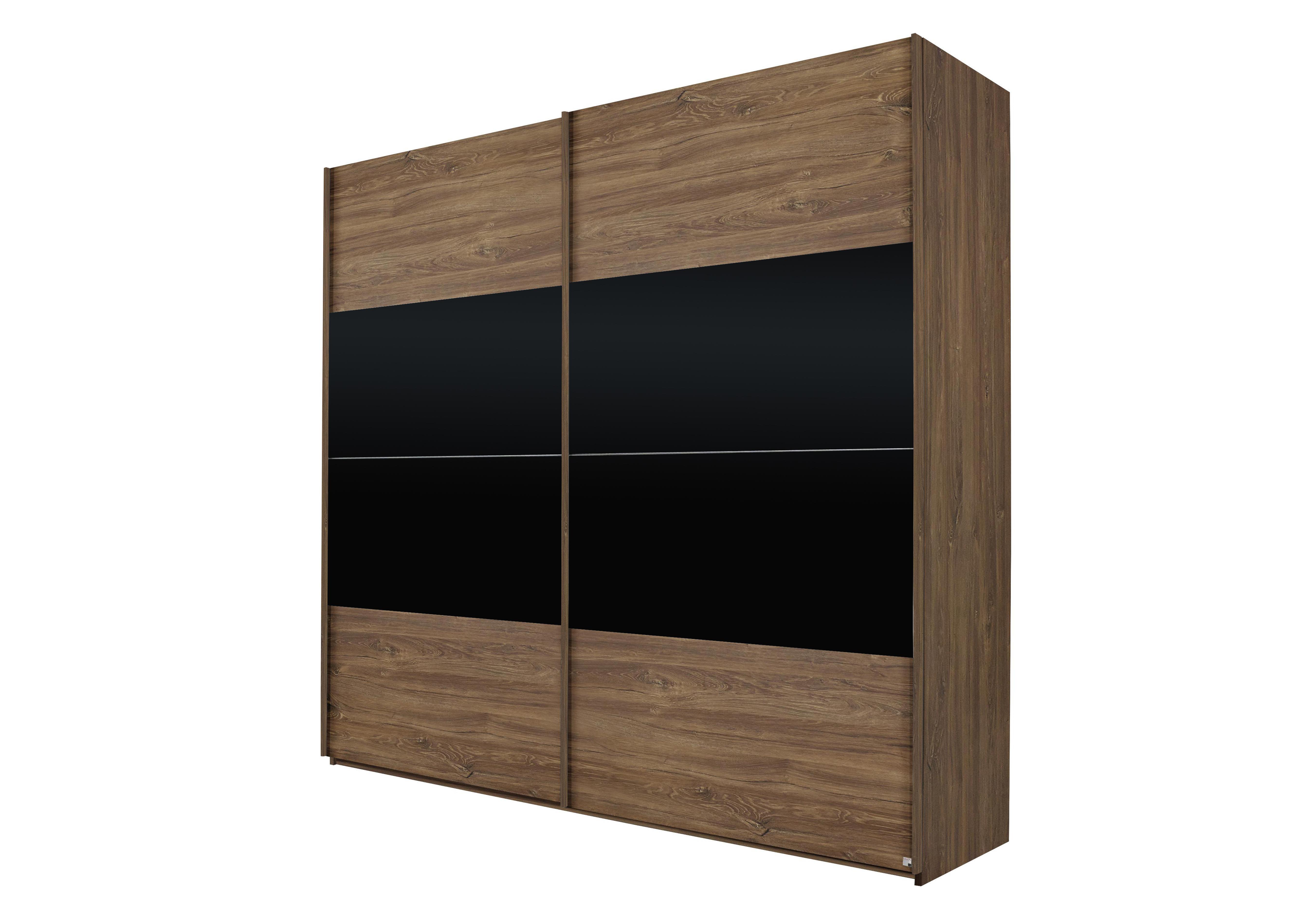 Melbourne 225cm 2 Door Sliding Wardrobe in Sterling Oak/High Gloss Black on Furniture Village