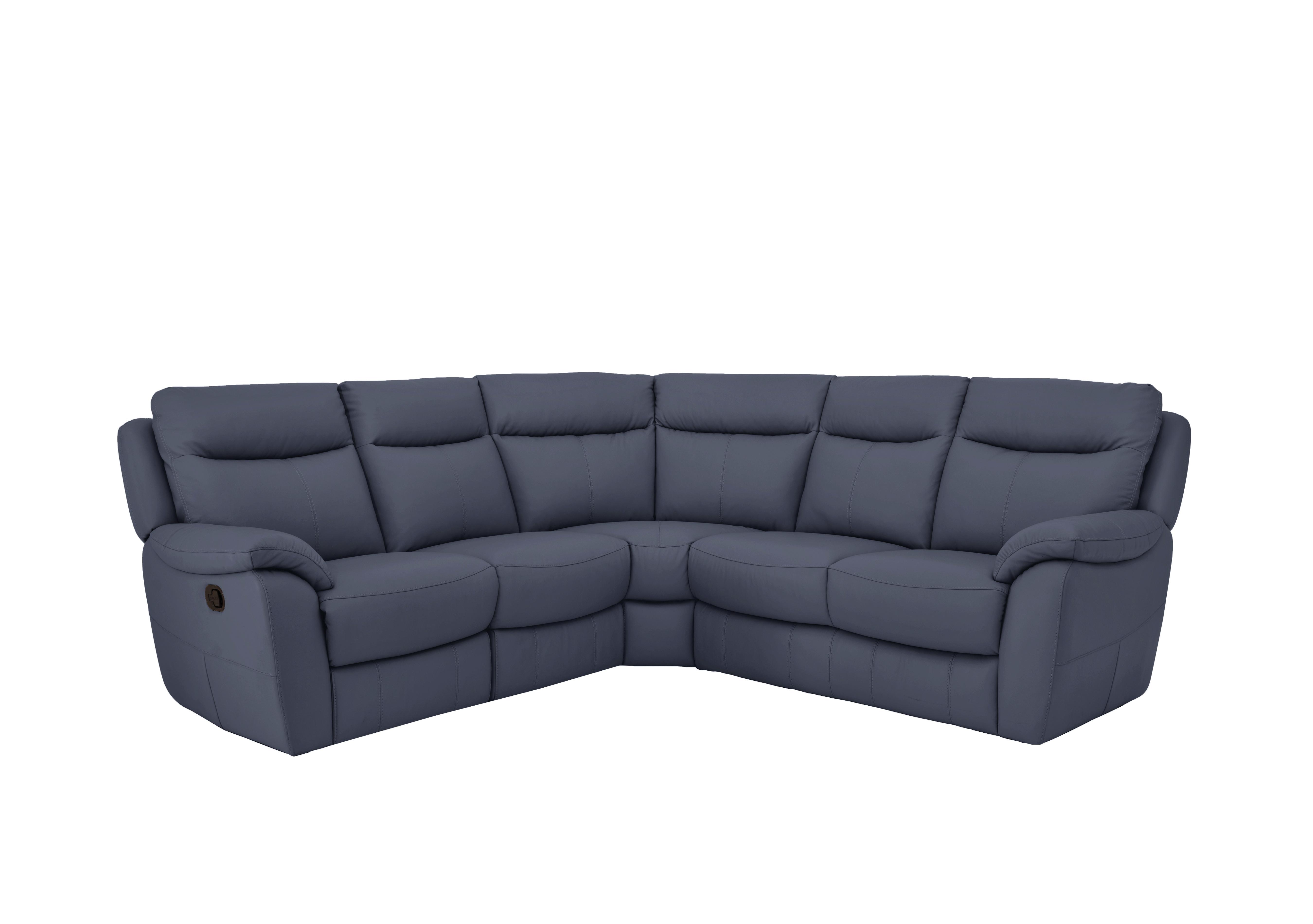 Snug Leather Corner Sofa in Bv-313e Ocean Blue on Furniture Village
