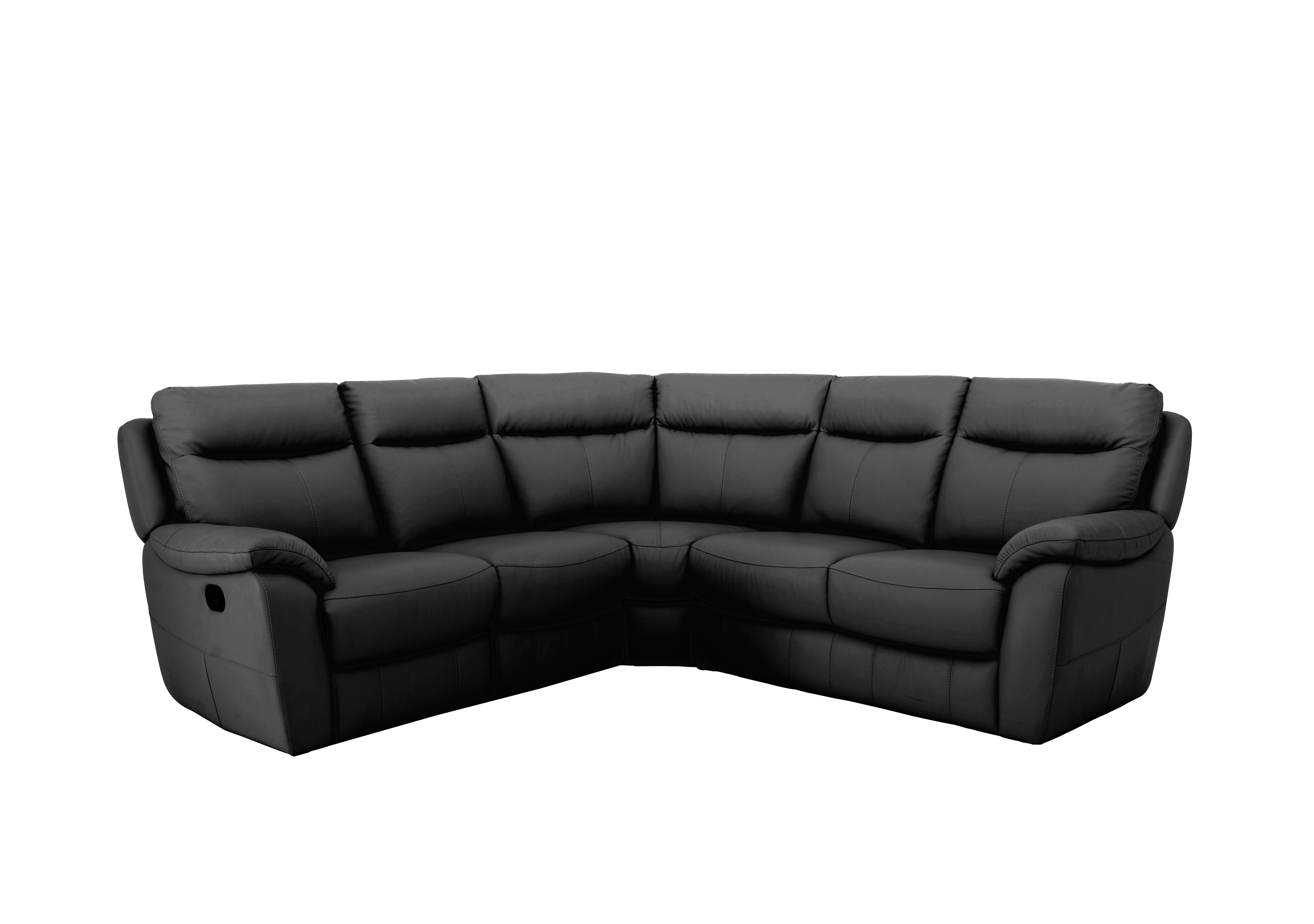 Snug Leather Corner Sofa in Bv-3500 Classic Black on Furniture Village