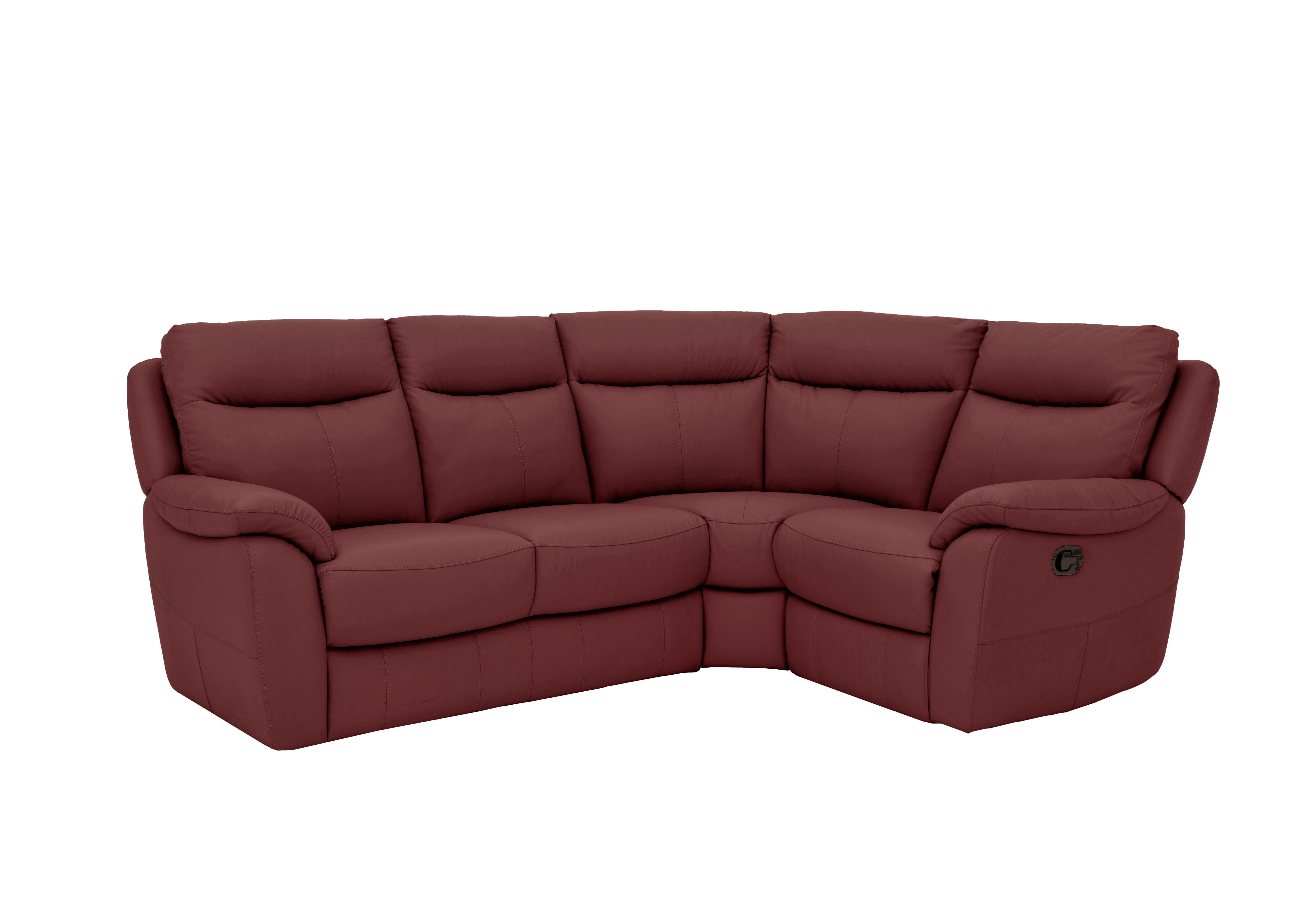 Snug Compact Leather Corner Sofa in Bv-035c Deep Red on Furniture Village