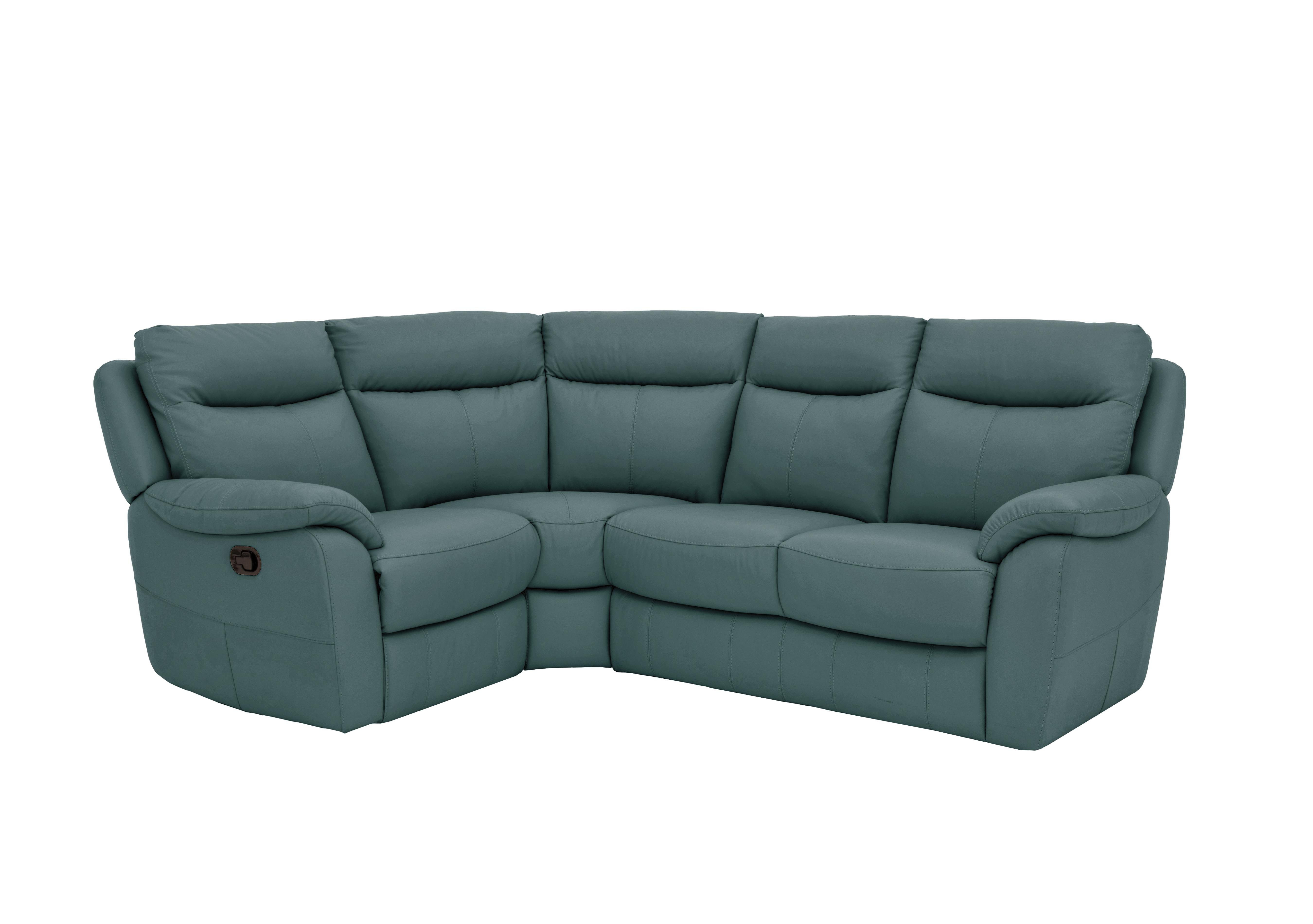 Snug Compact Leather Corner Sofa in Bv-301e Lake Green on Furniture Village