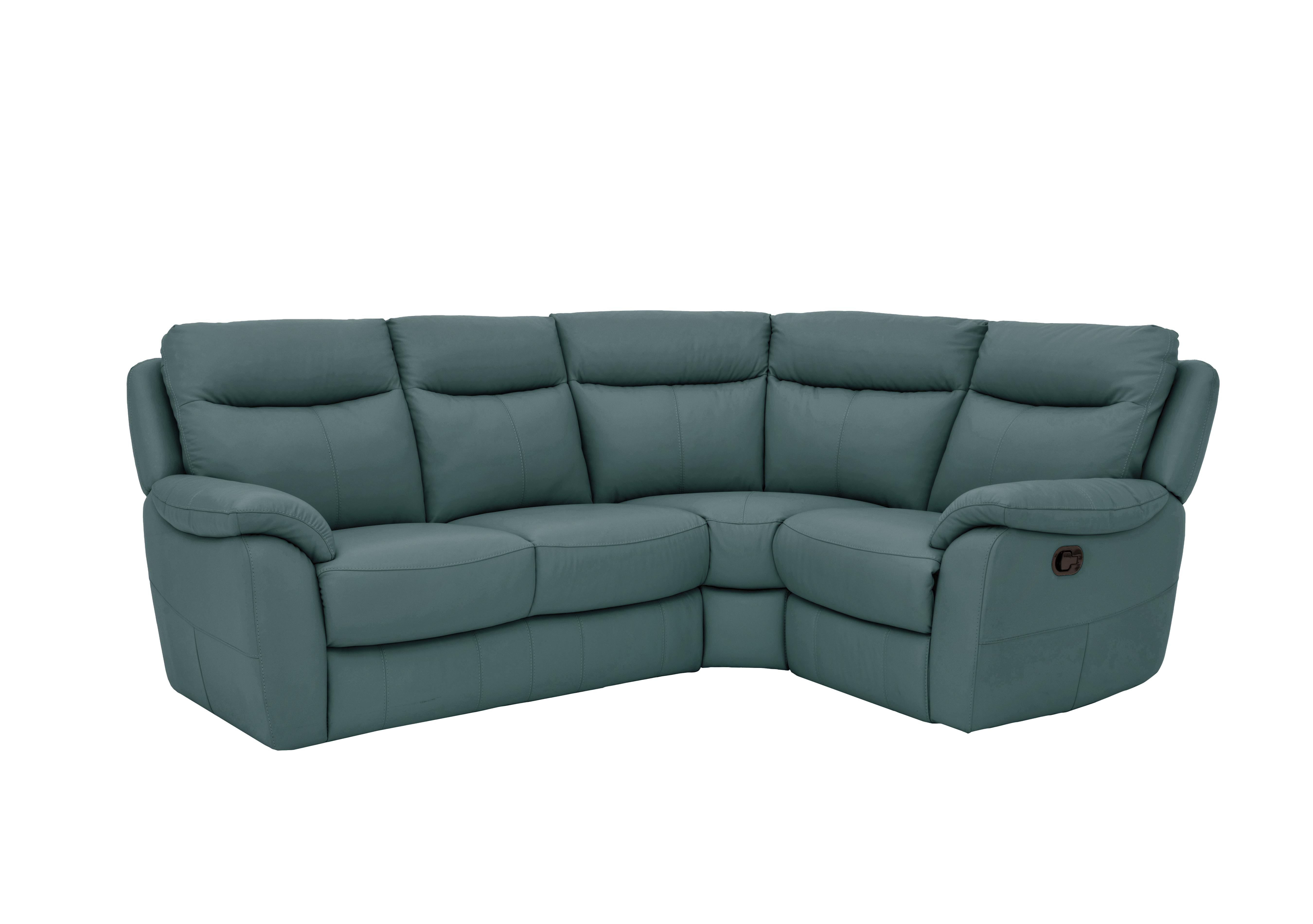 Snug Compact Leather Corner Sofa in Bv-301e Lake Green on Furniture Village