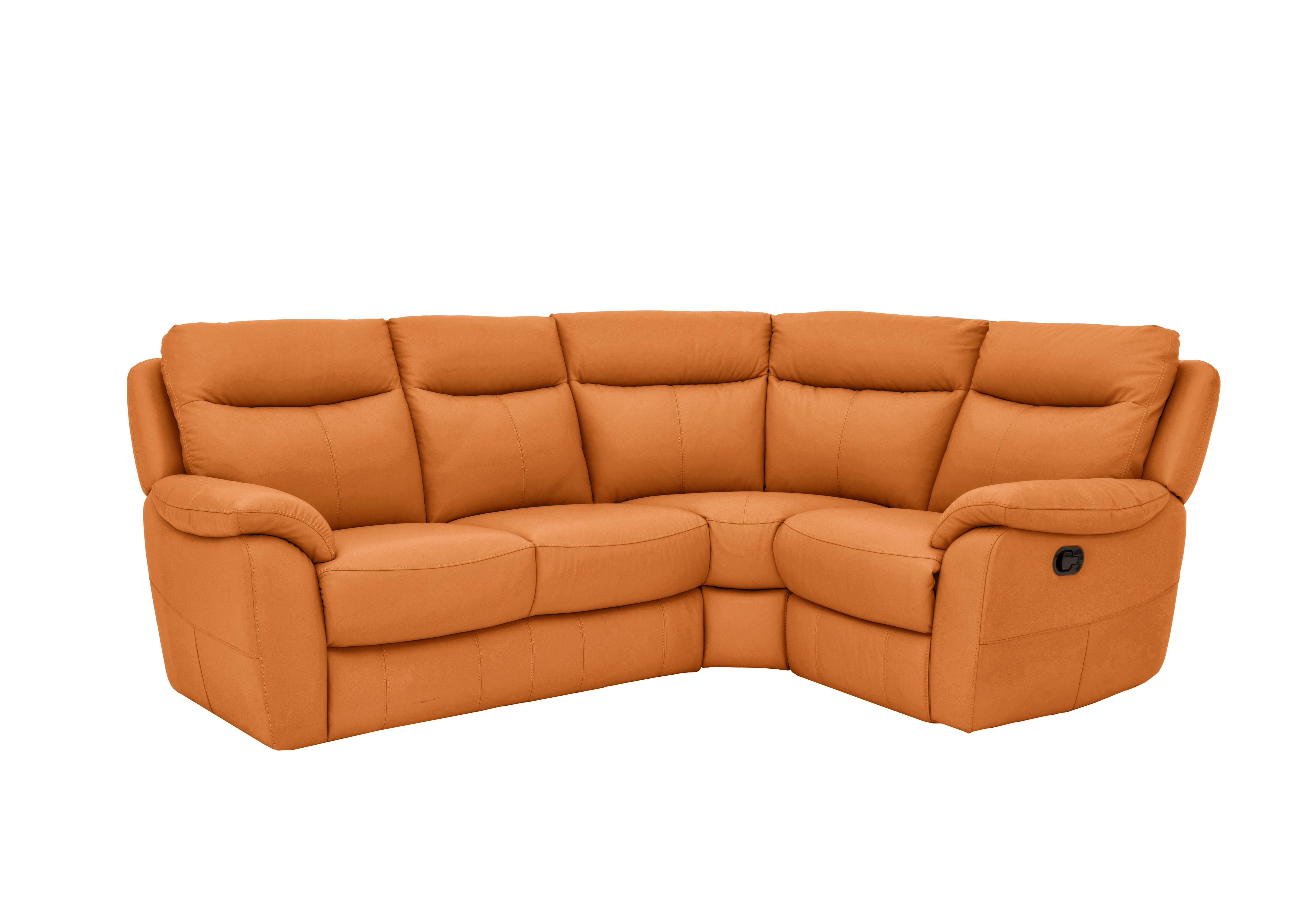 Snug Compact Leather Corner Sofa in Bv-335e Honey Yellow on Furniture Village