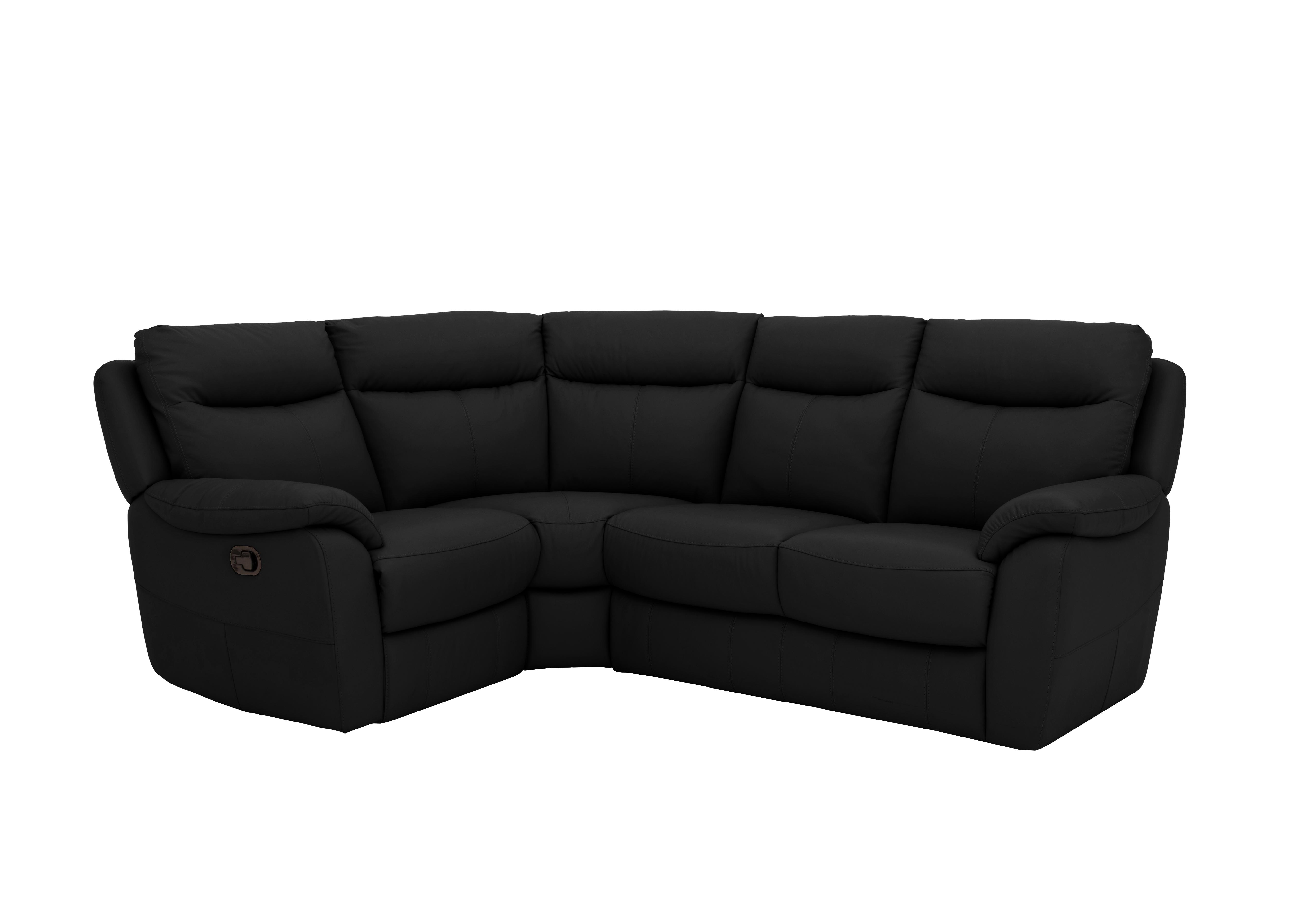 Snug Compact Leather Corner Sofa in Bv-3500 Classic Black on Furniture Village