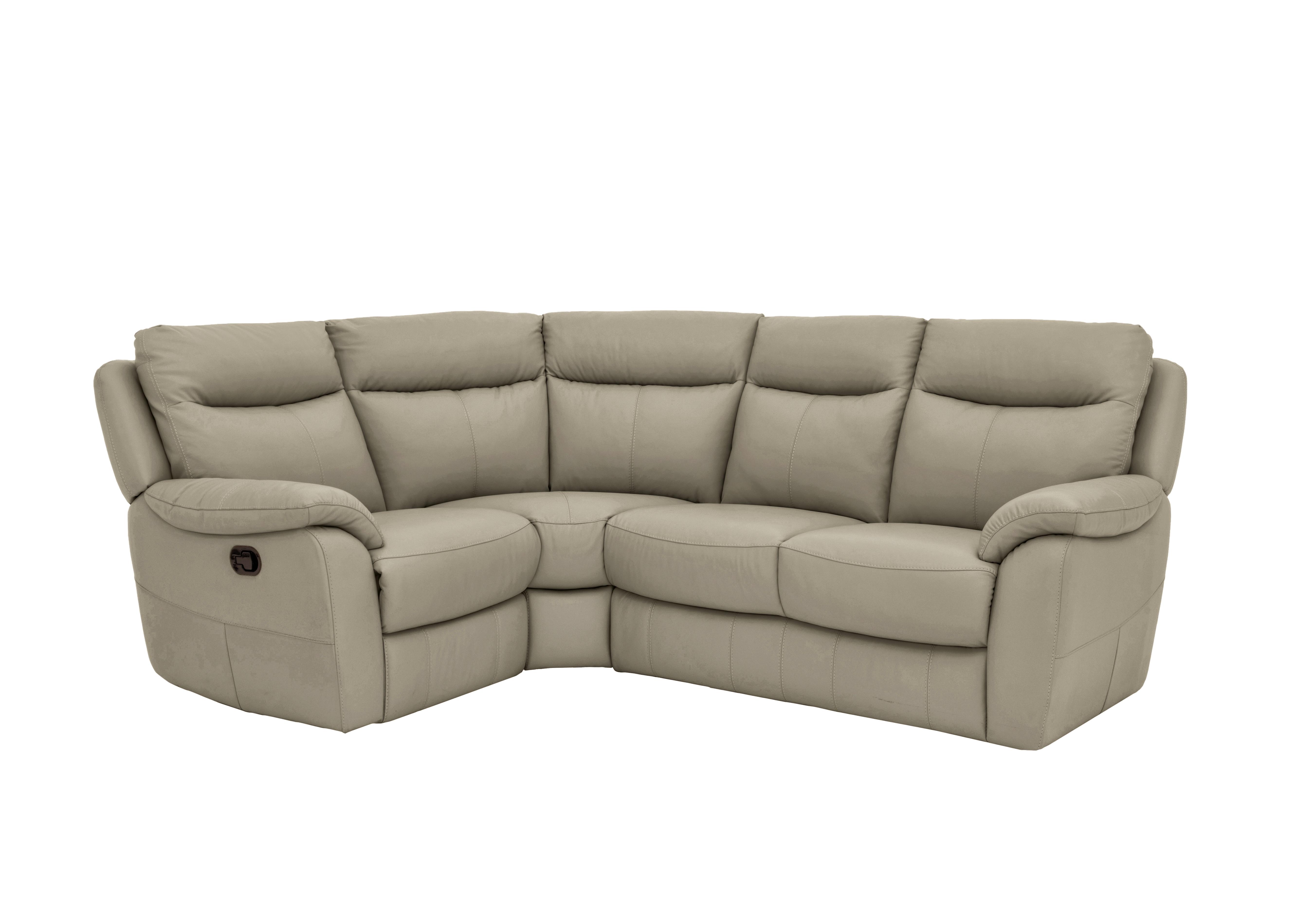 Snug Compact Leather Corner Sofa in Bv-722a Taupe on Furniture Village