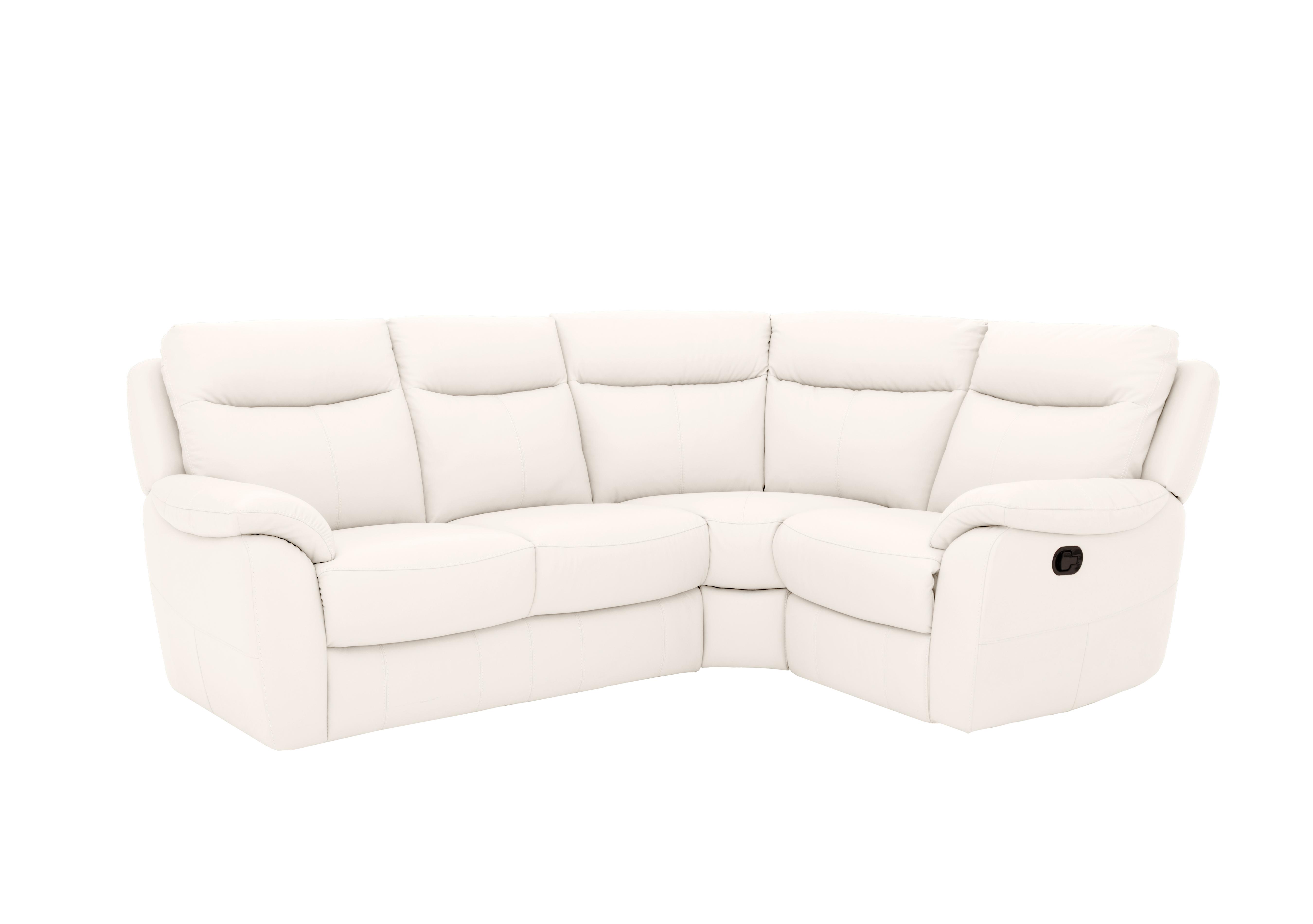 Snug Compact Leather Corner Sofa in Bv-744d Star White on Furniture Village