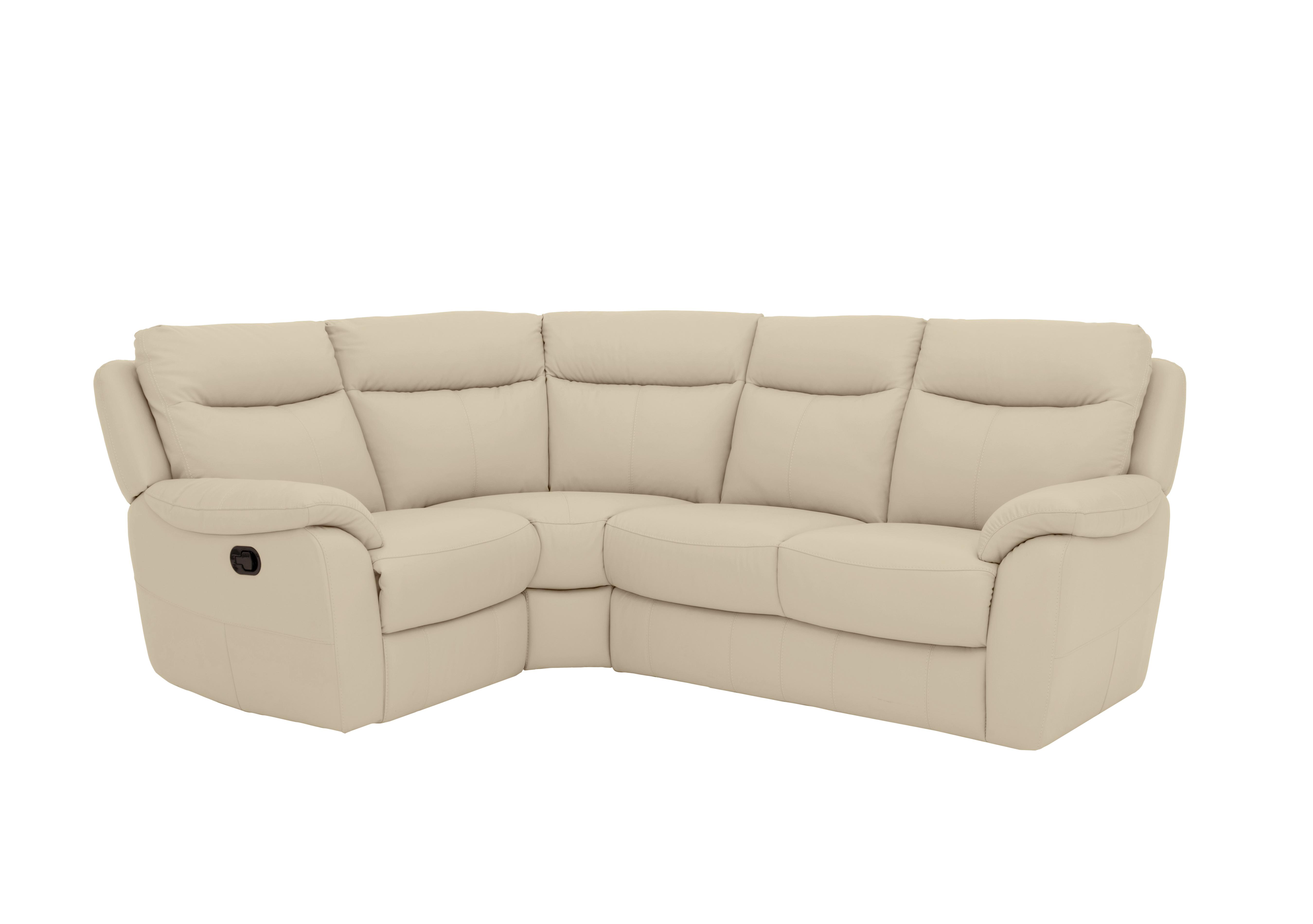 Snug Compact Leather Corner Sofa in Bv-862c Bisque on Furniture Village