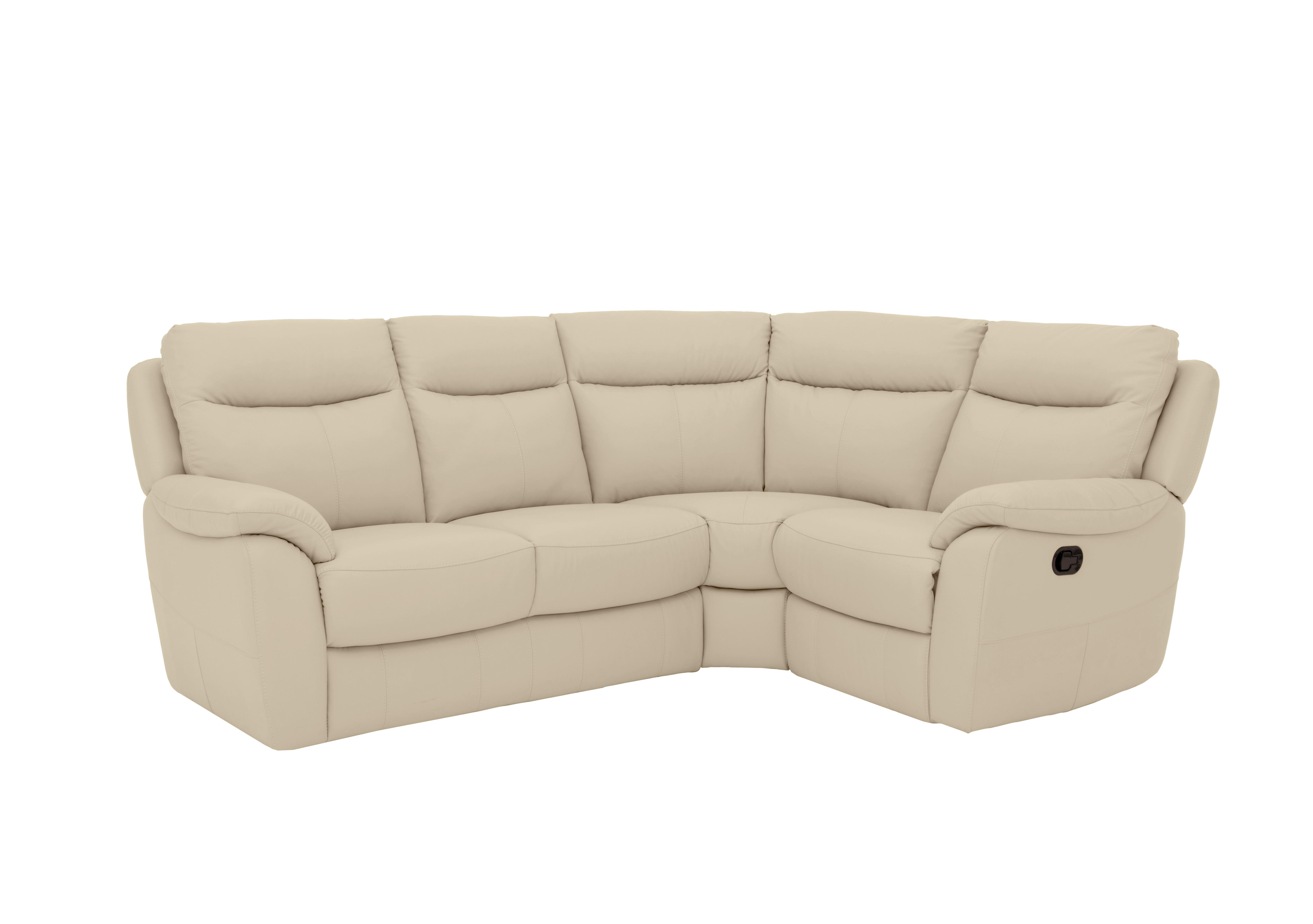 Snug Compact Leather Corner Sofa in Bv-862c Bisque on Furniture Village