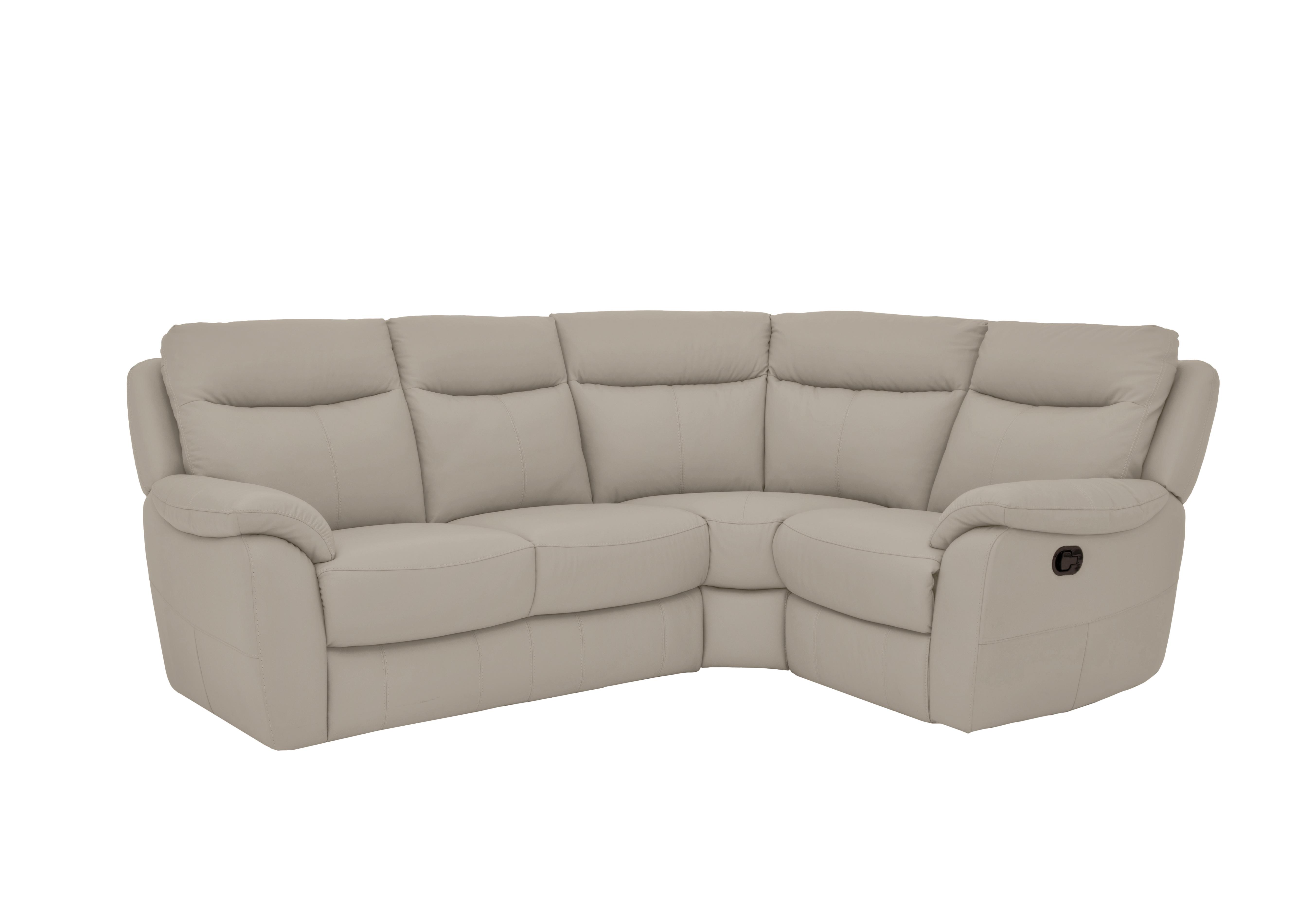 Snug Compact Leather Corner Sofa in Bv-946b Silver Grey on Furniture Village