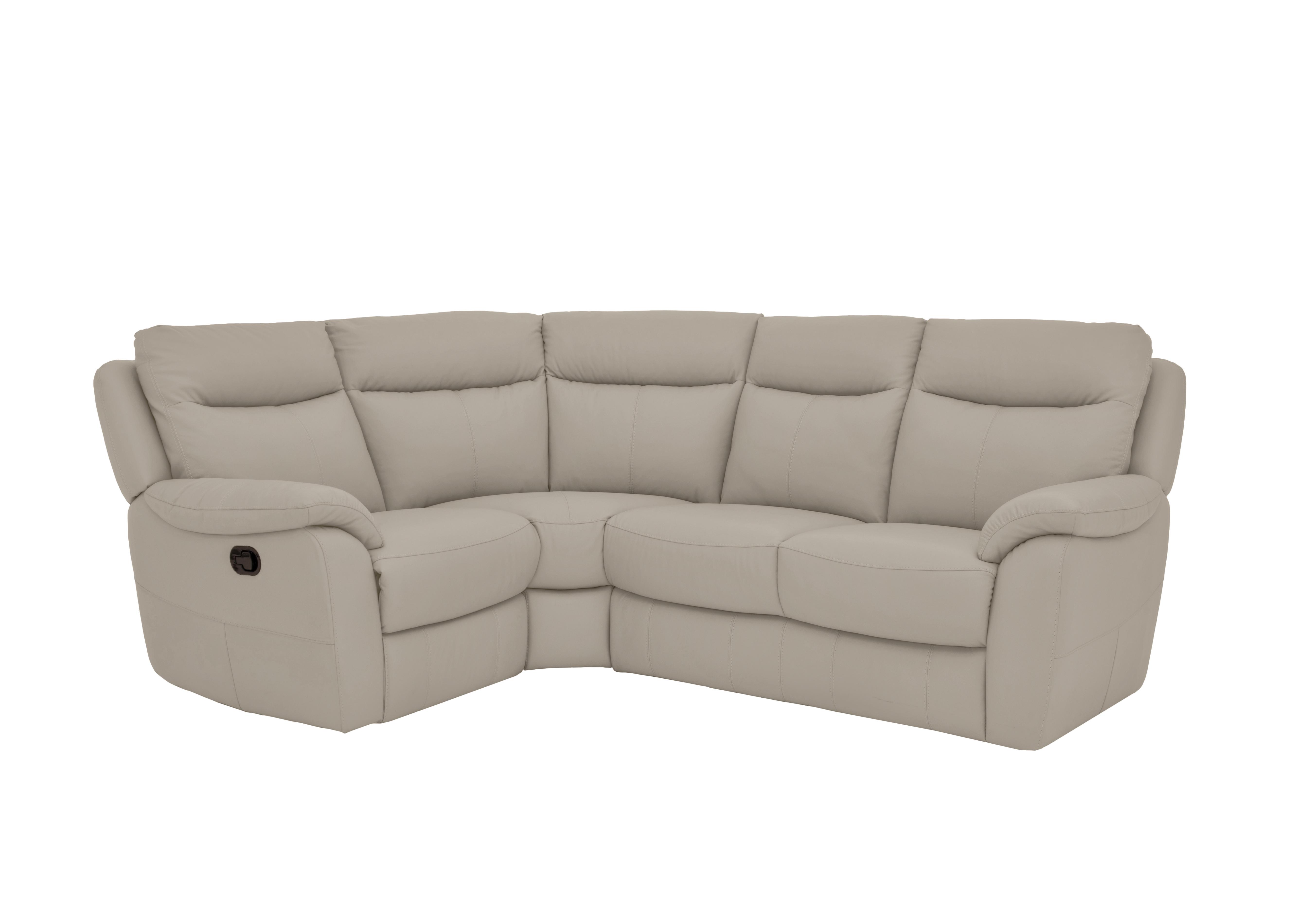 Snug Compact Leather Corner Sofa in Bv-946b Silver Grey on Furniture Village