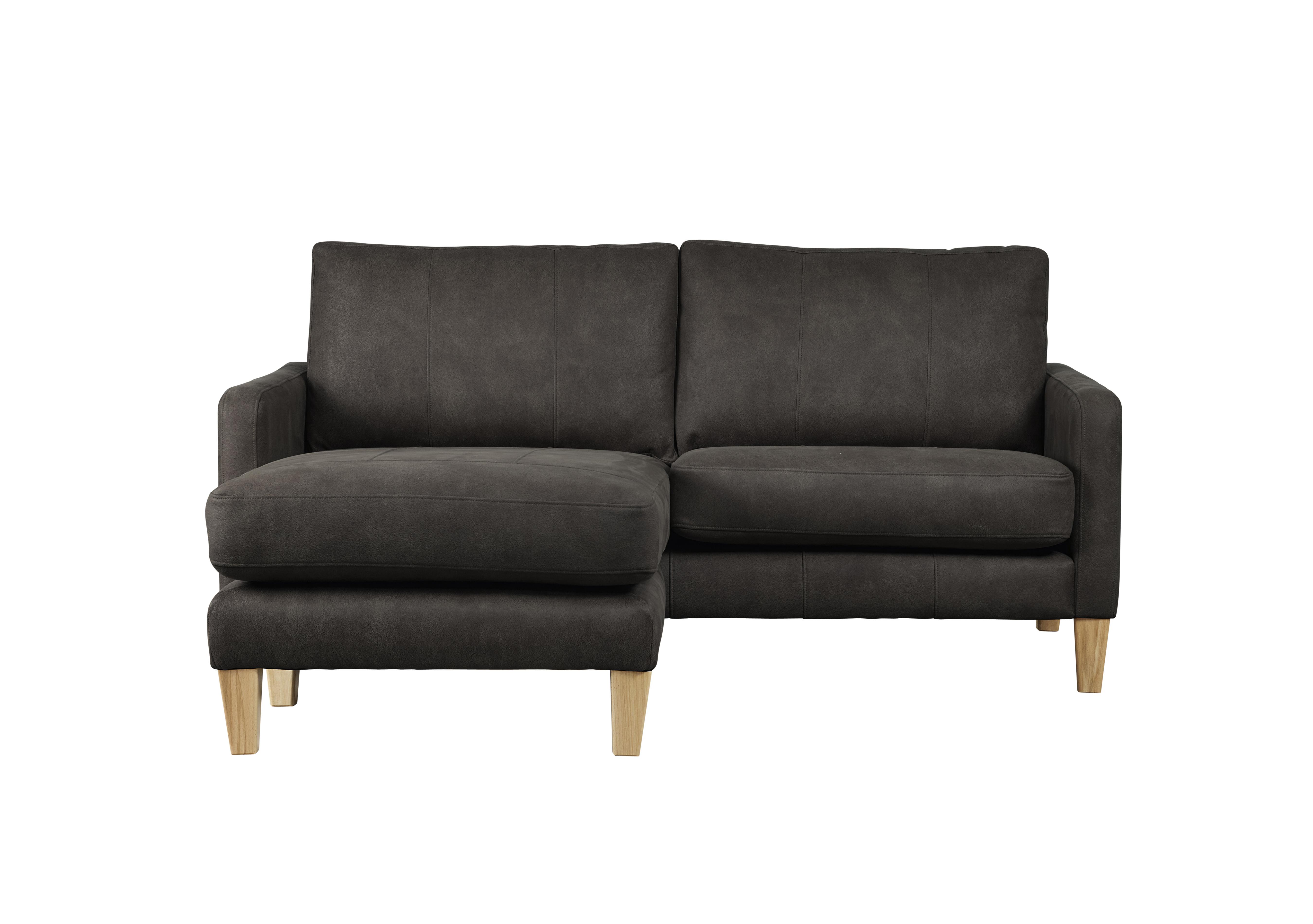 Maddox 3 Seater Leather Look Chaise End Sofa in Graphite on Furniture Village