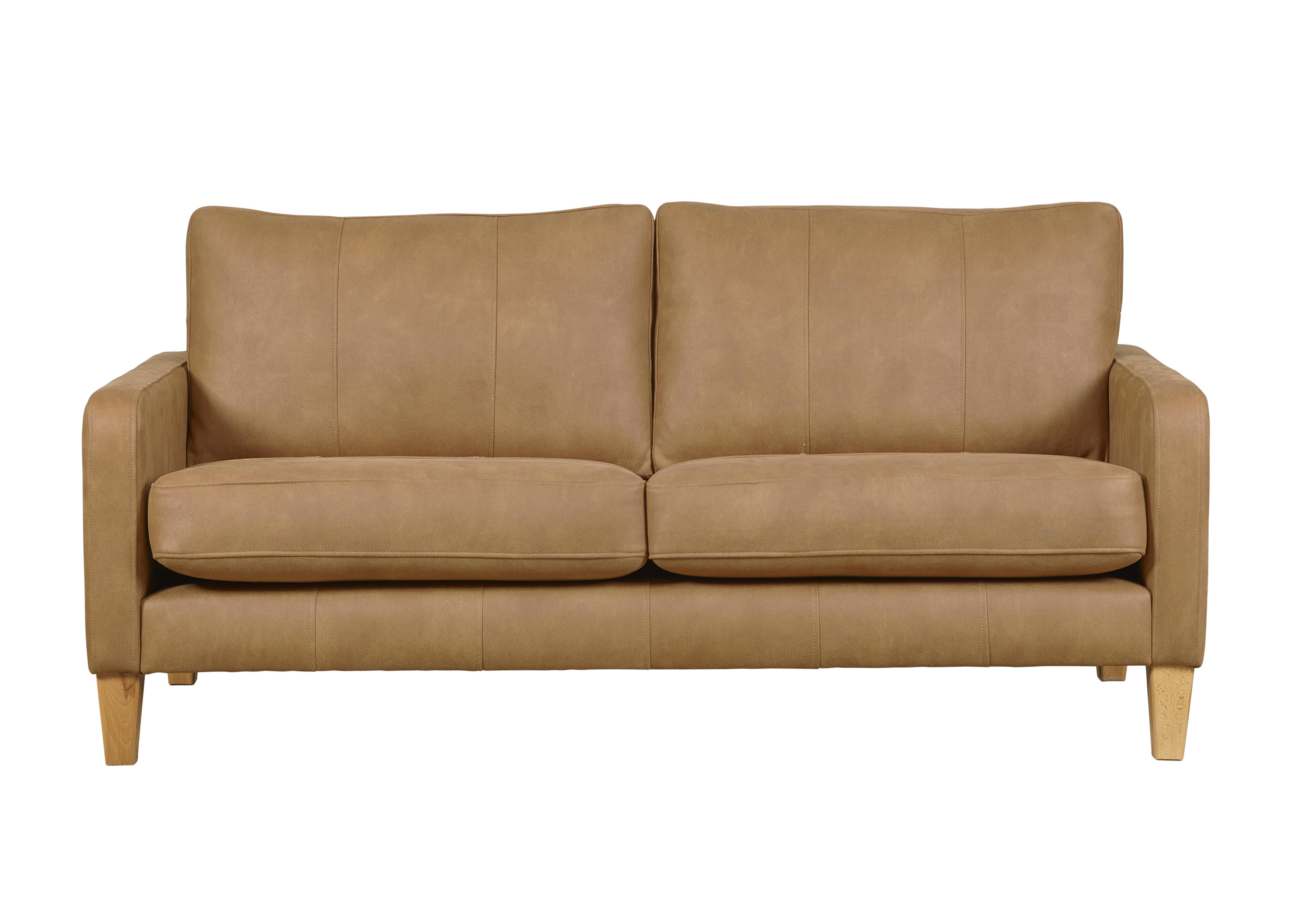 Maddox 3 Seater Leather Look Sofa in Camel on Furniture Village