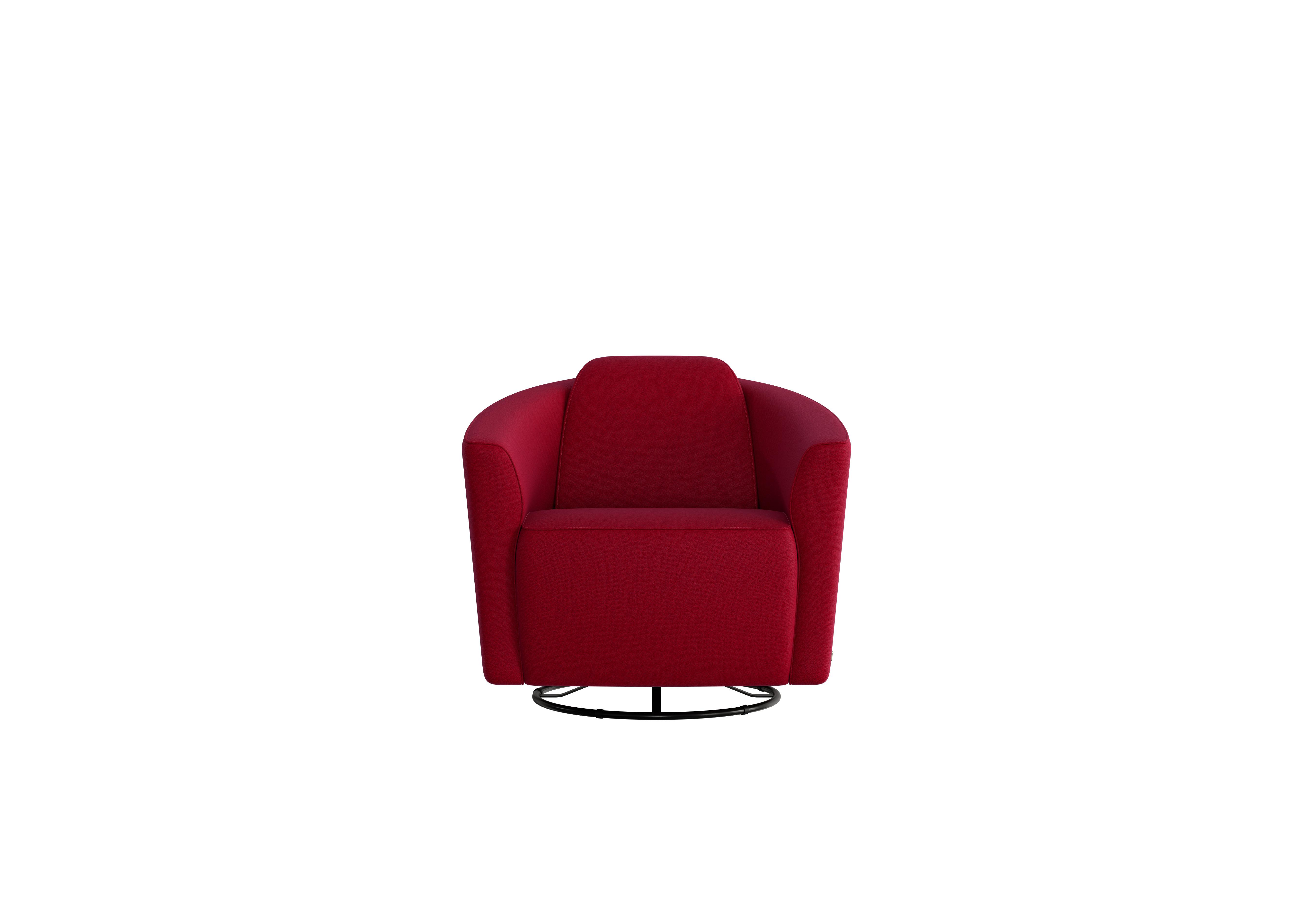 Ketty Fabric Swivel Chair in Coupe Rosso 305 on Furniture Village