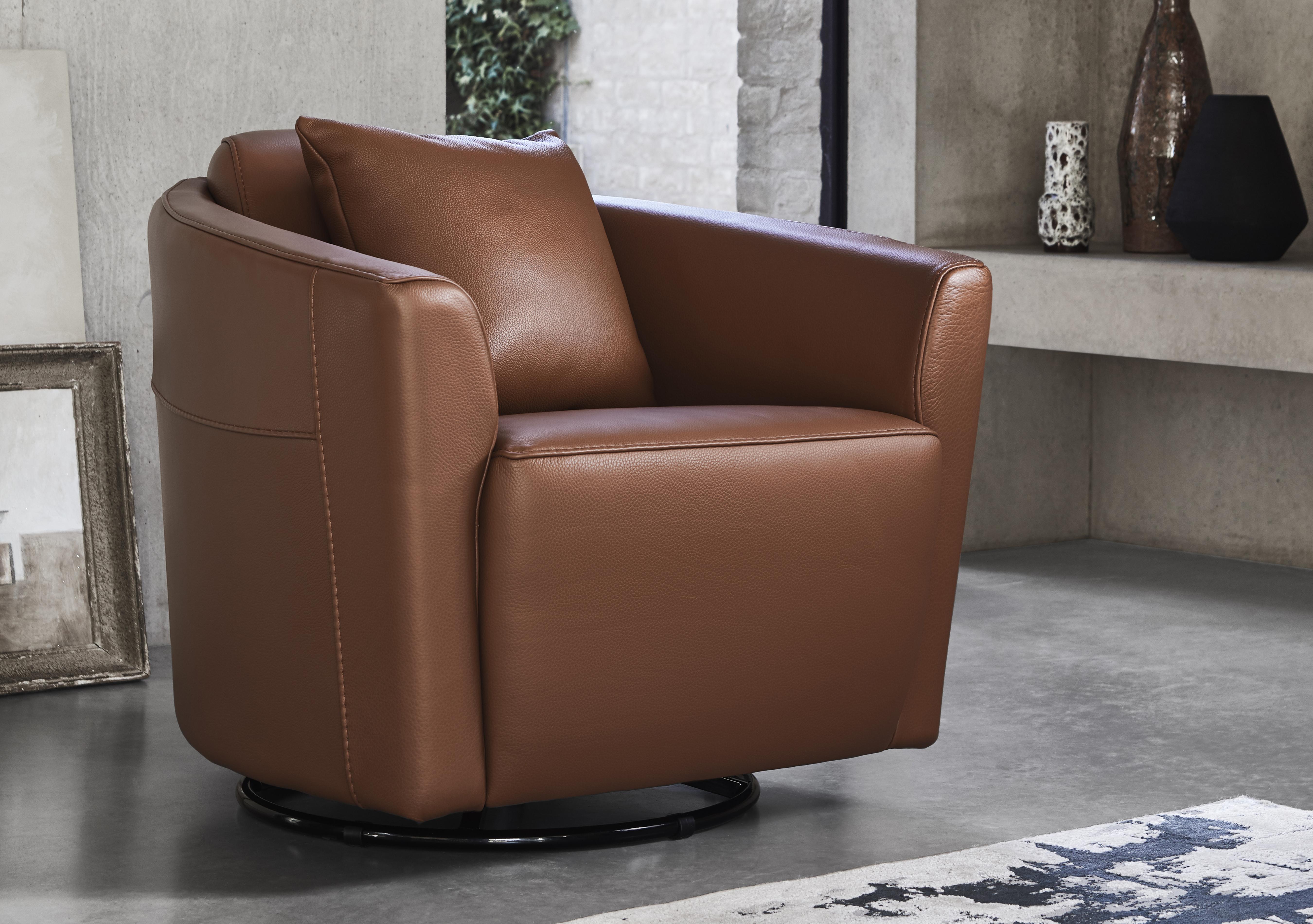 Ketty Leather Swivel Chair in  on Furniture Village