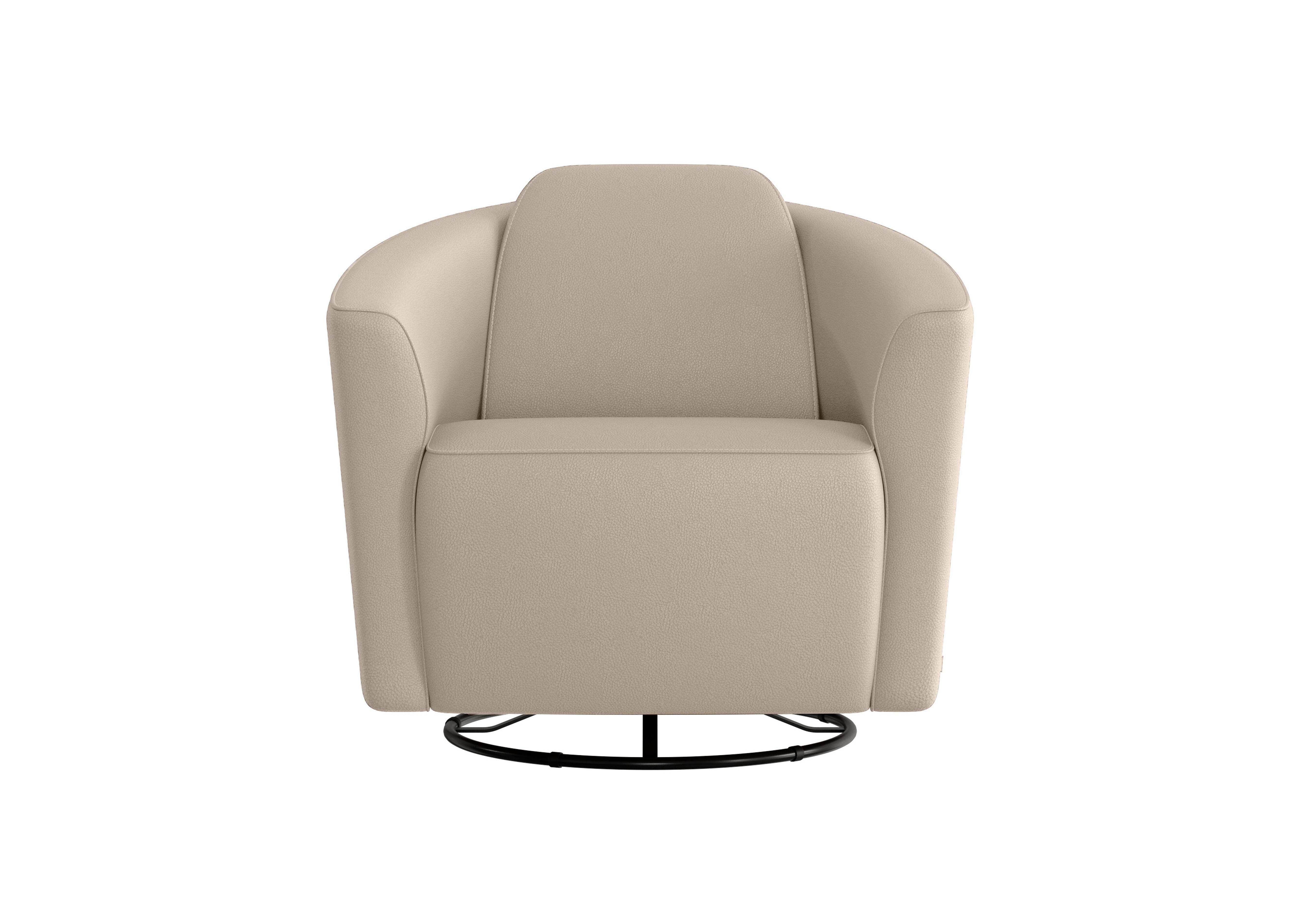 Ketty Leather Swivel Chair in Botero Crema 2156 on Furniture Village