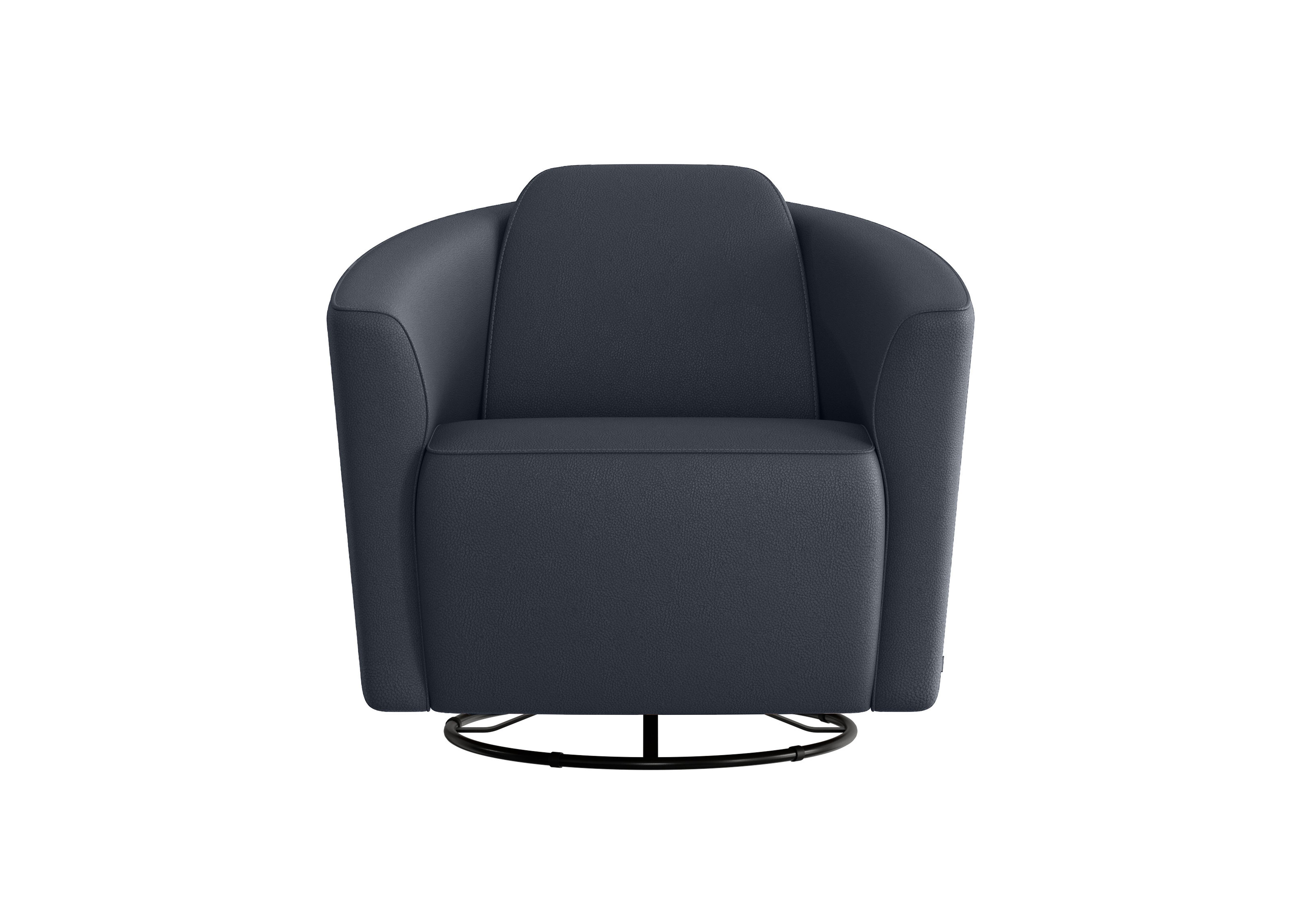 Ketty Leather Swivel Chair in Botero Navy 2172 on Furniture Village
