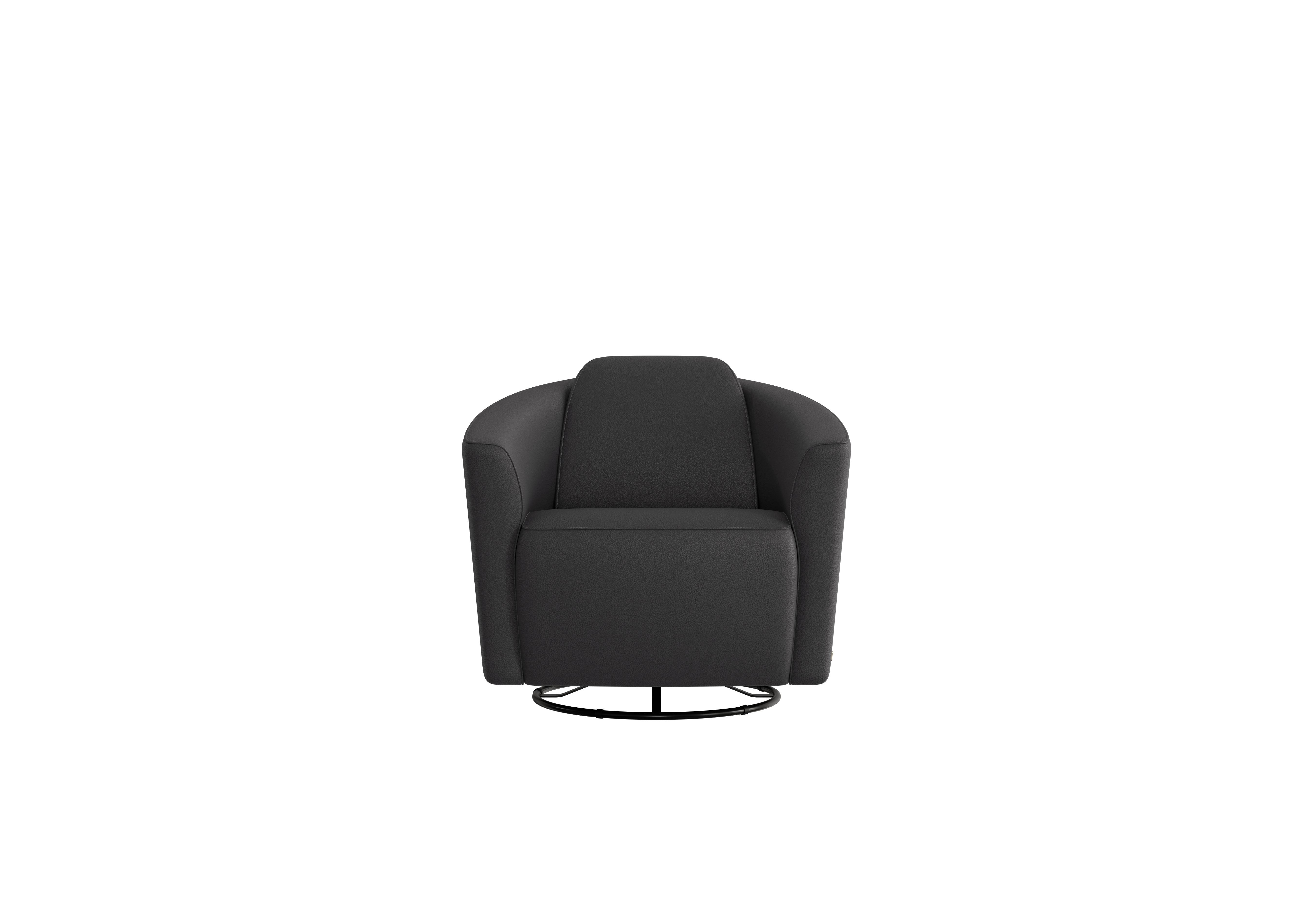 Ketty Leather Swivel Chair in Botero Nero 2154 on Furniture Village