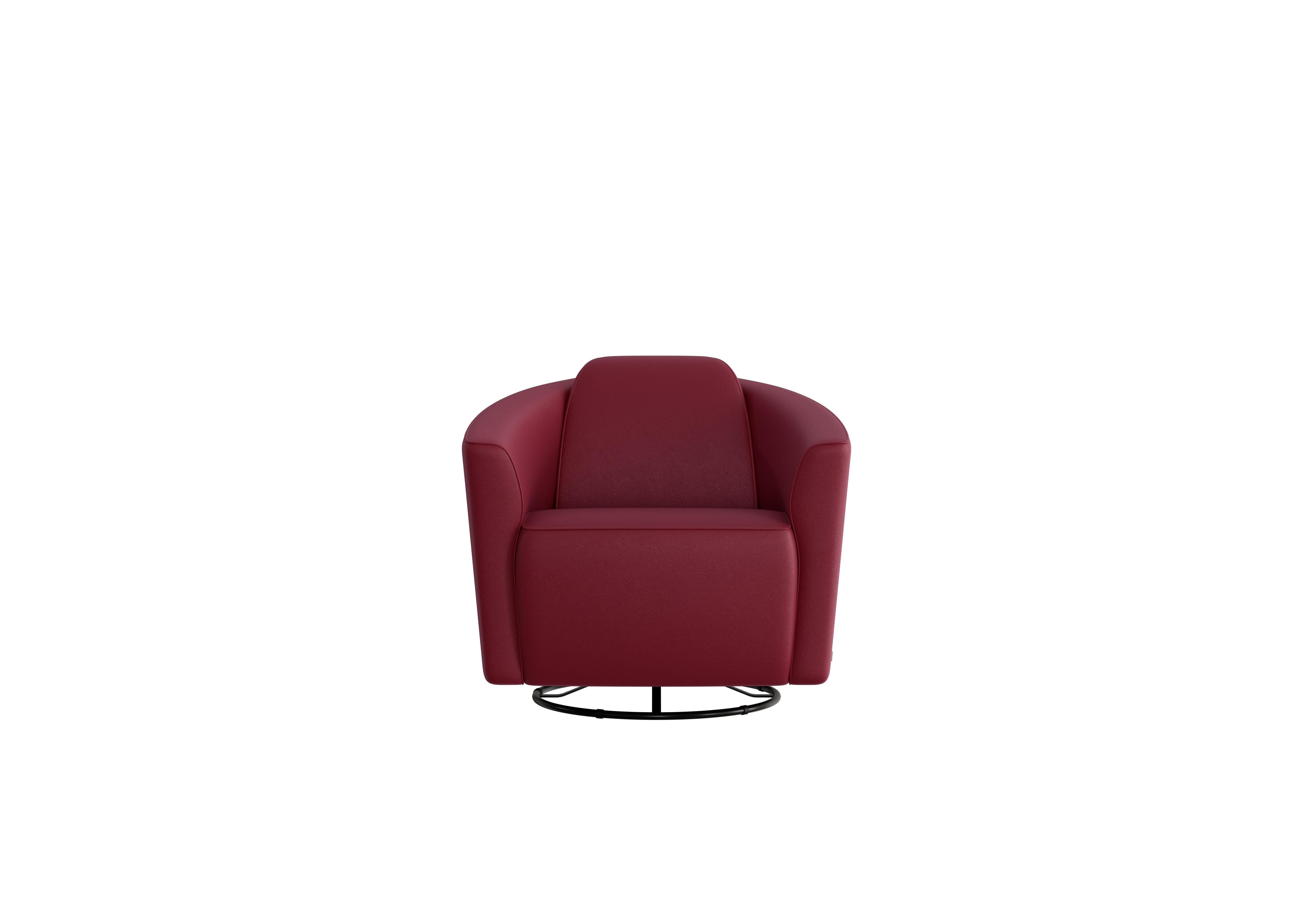 Ketty Leather Swivel Chair in Dali Bordeaux 1521 on Furniture Village
