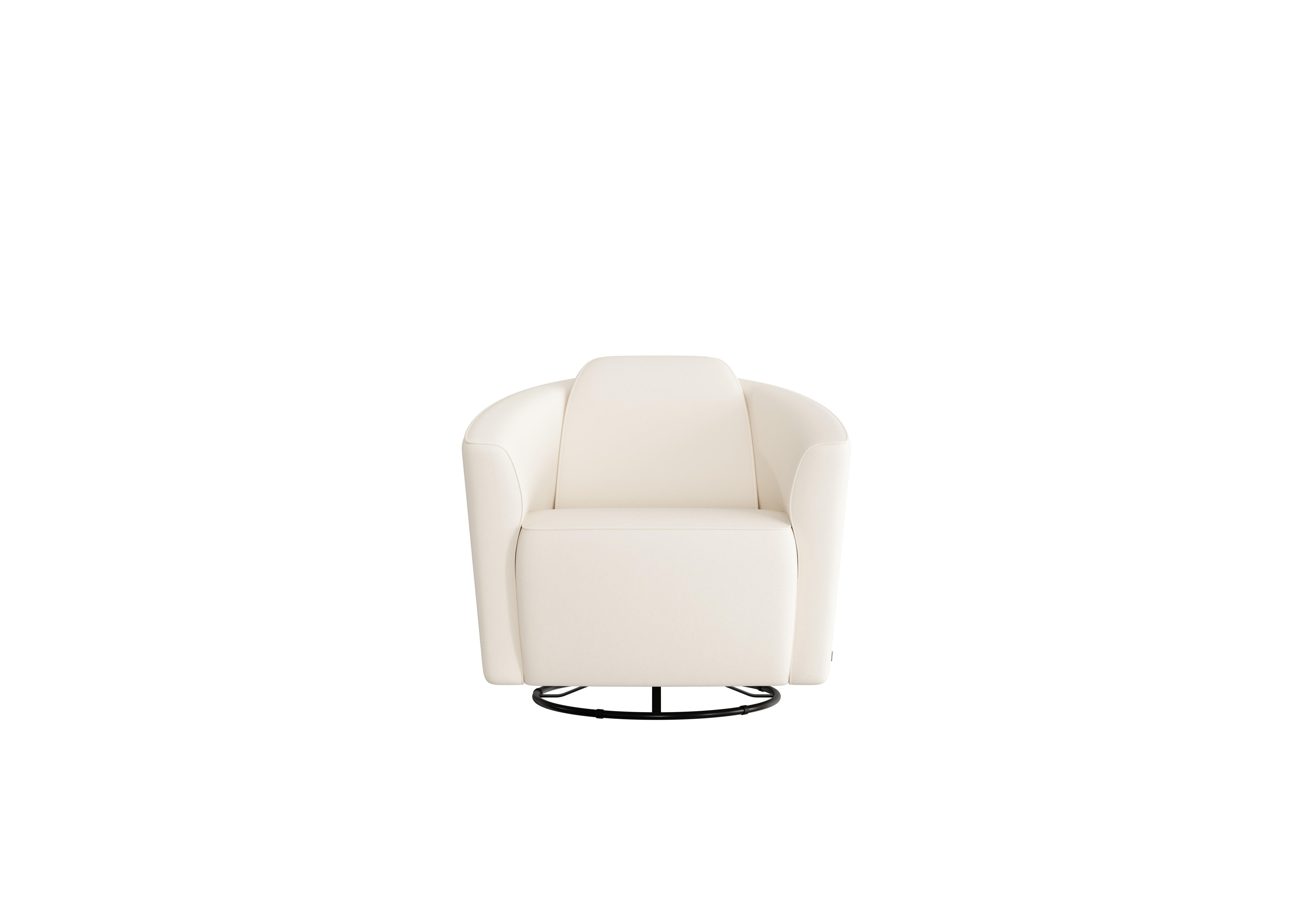 Ketty Leather Swivel Chair in Torello Bianco 93 on Furniture Village