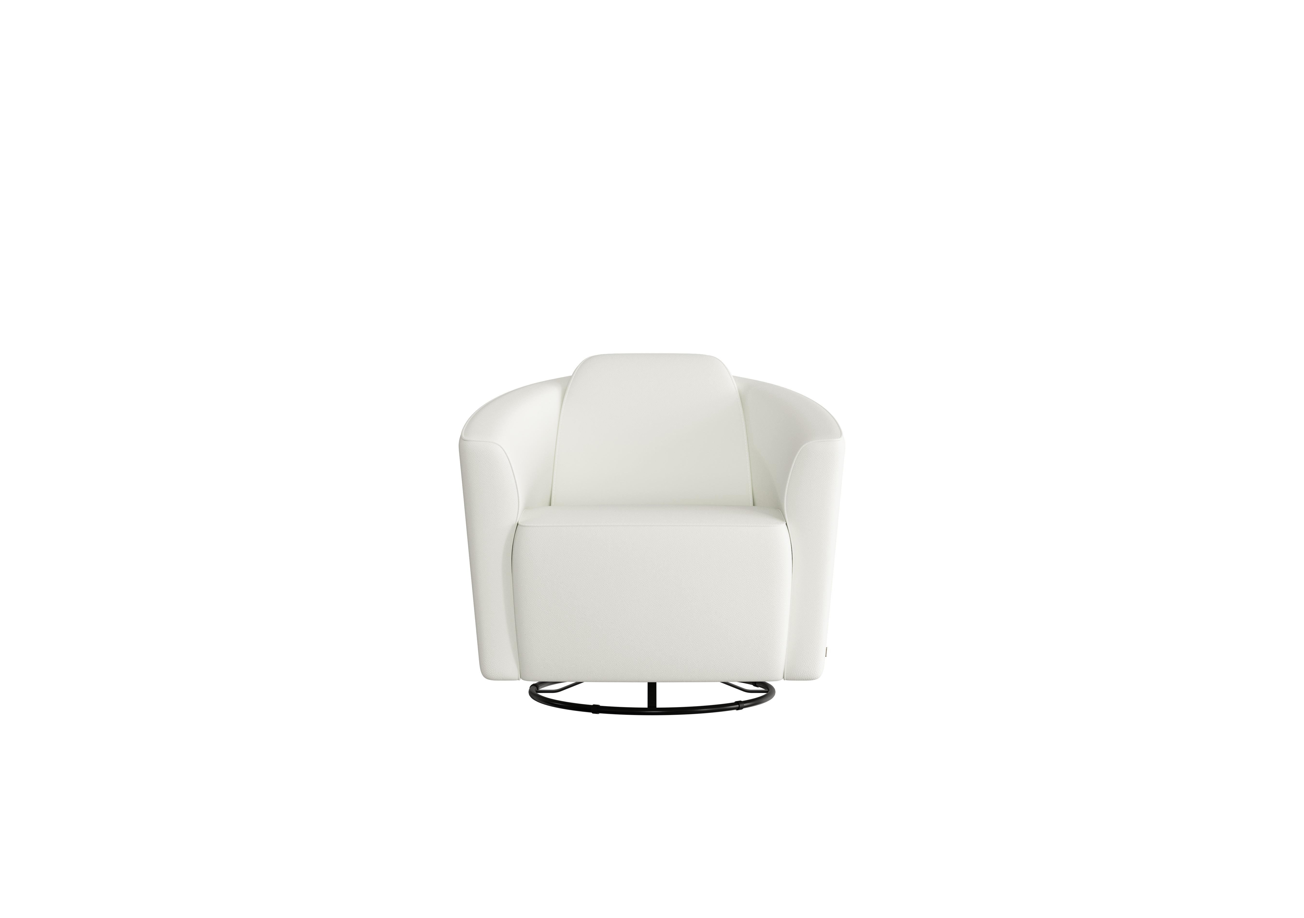 Ketty Leather Swivel Chair in Torello Bianco Puro 370 on Furniture Village