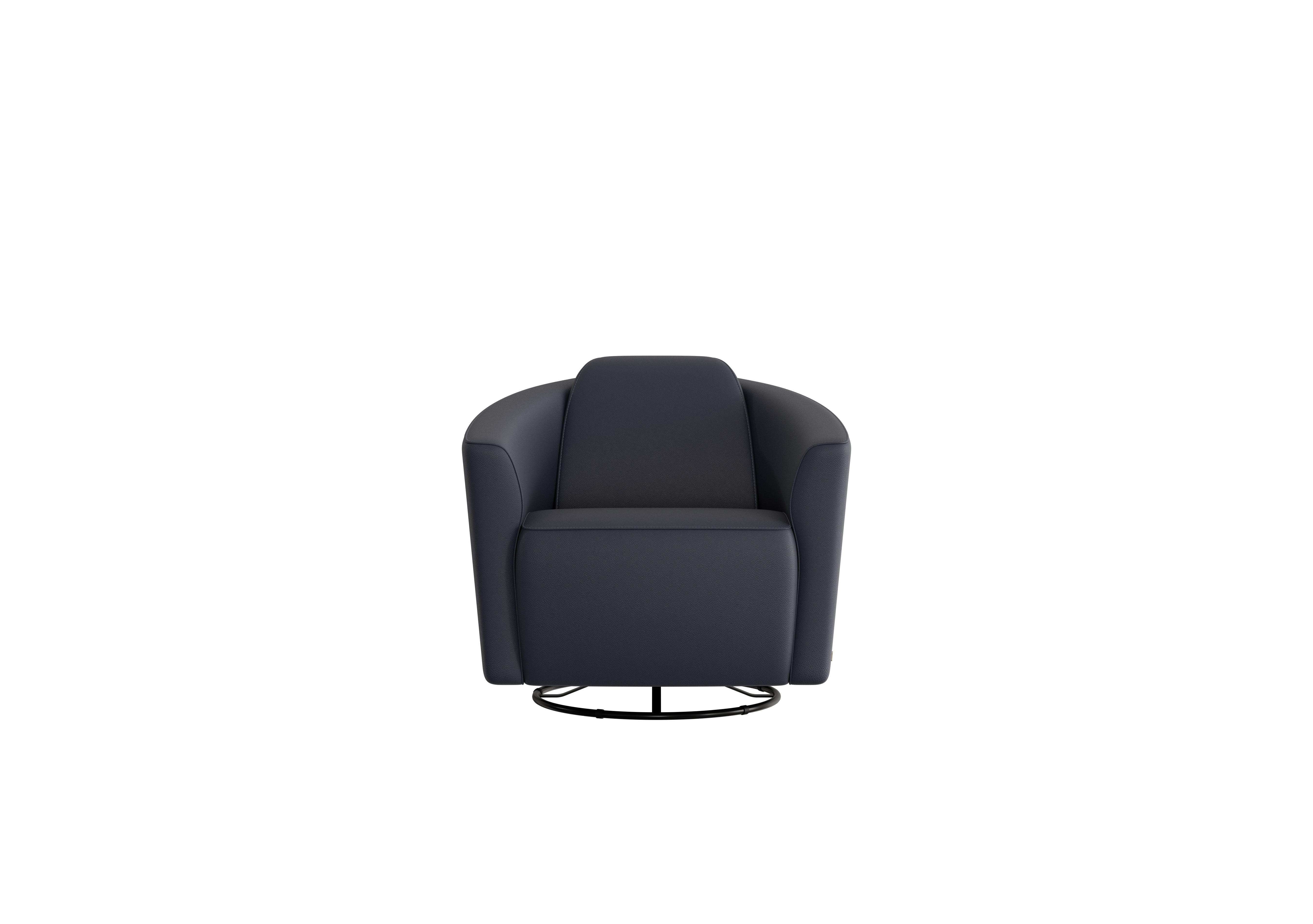 Ketty Leather Swivel Chair in Torello Blu 81 on Furniture Village