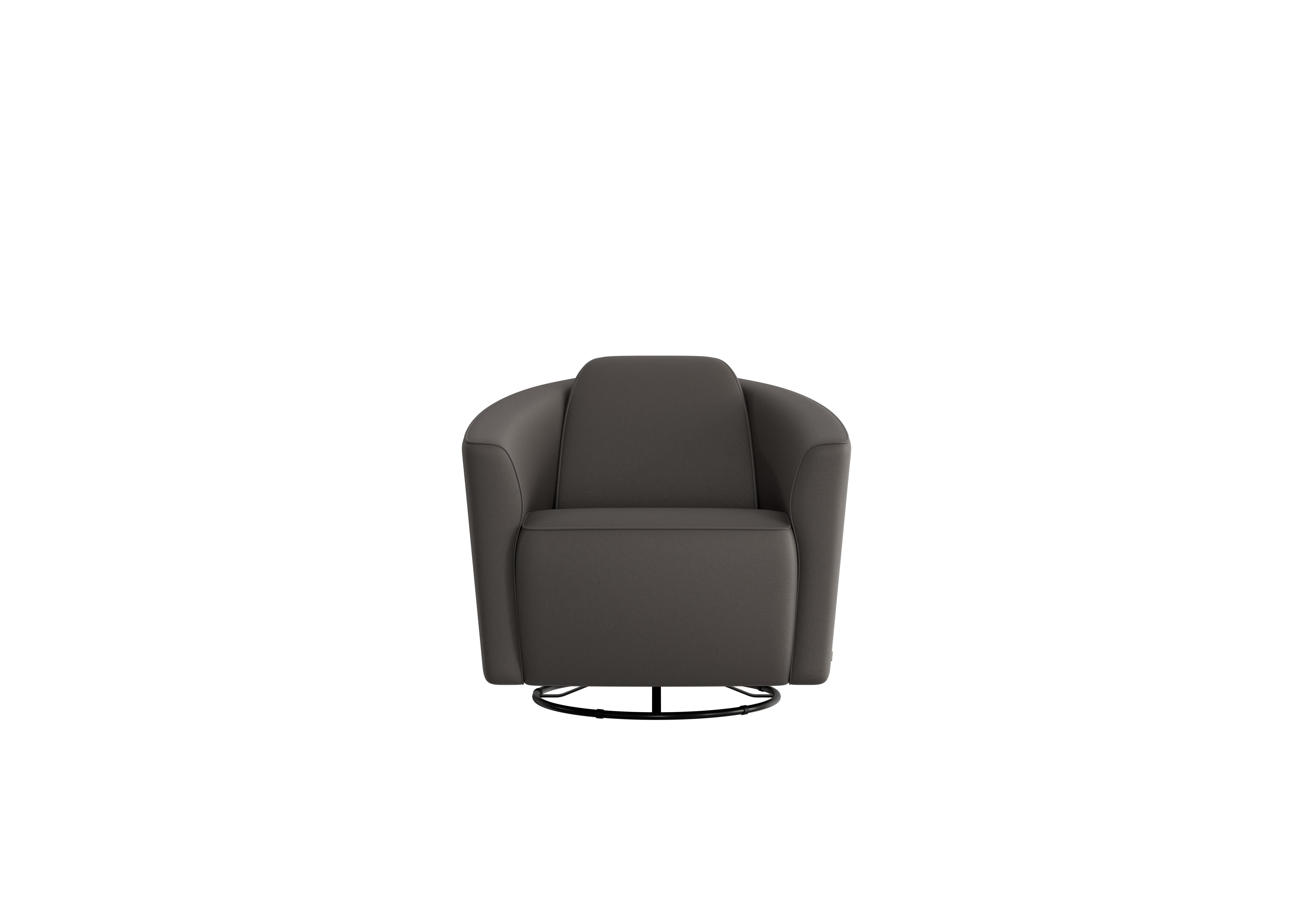 Ketty Leather Swivel Chair in Torello Grigio Scuro 327 on Furniture Village