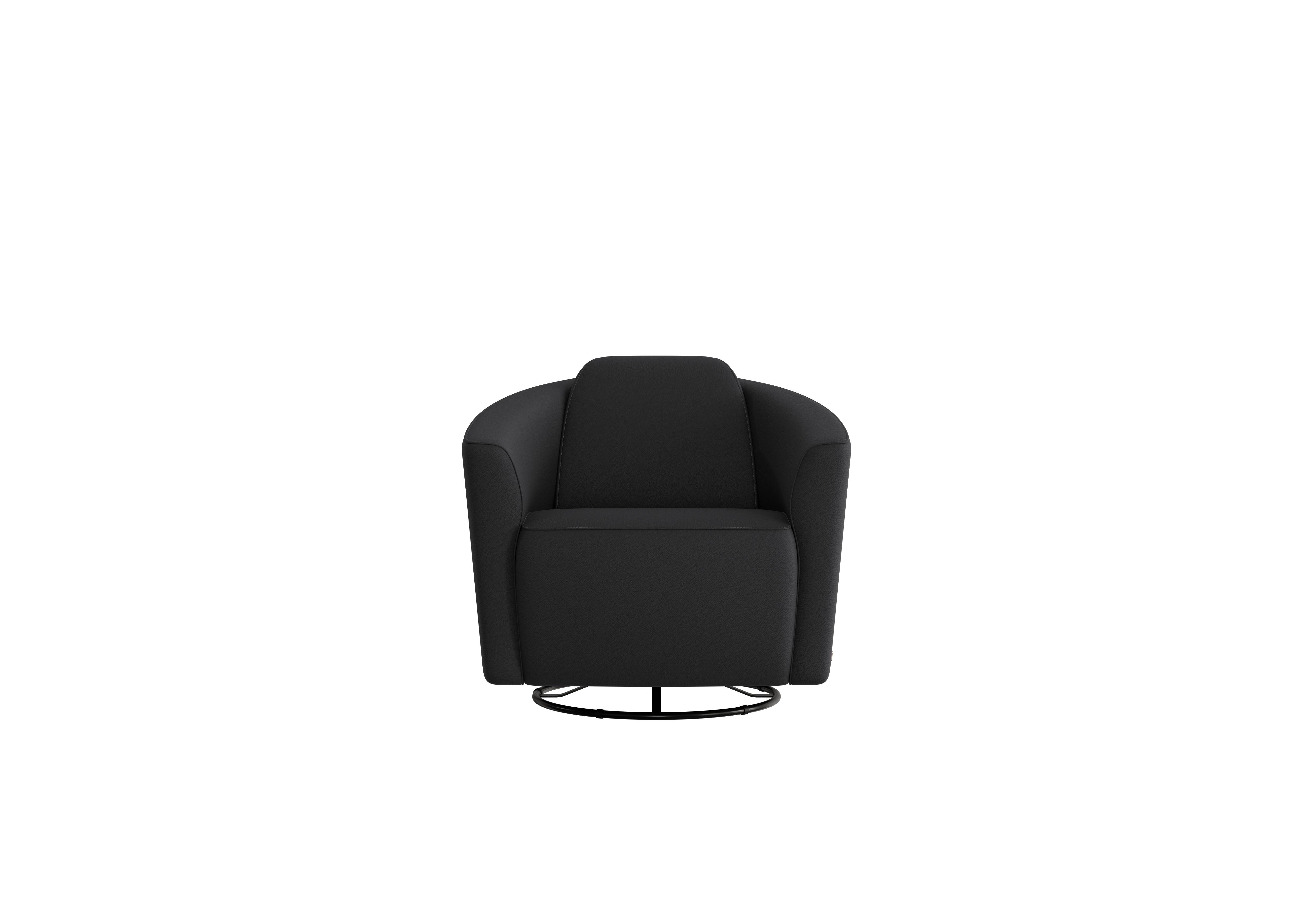 Ketty Leather Swivel Chair in Torello Nero 71 on Furniture Village
