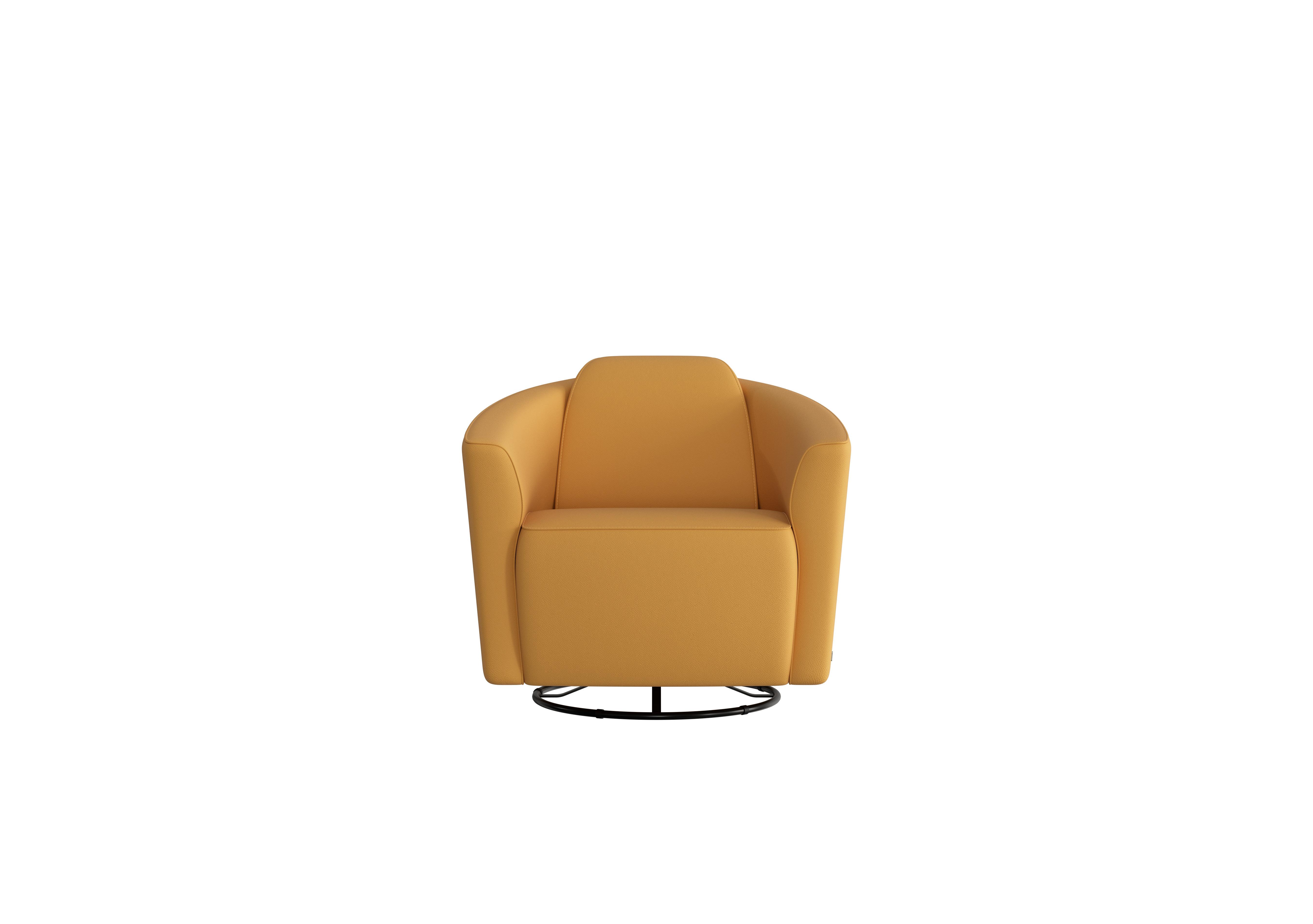 Ketty Leather Swivel Chair in Torello Senape 355 on Furniture Village