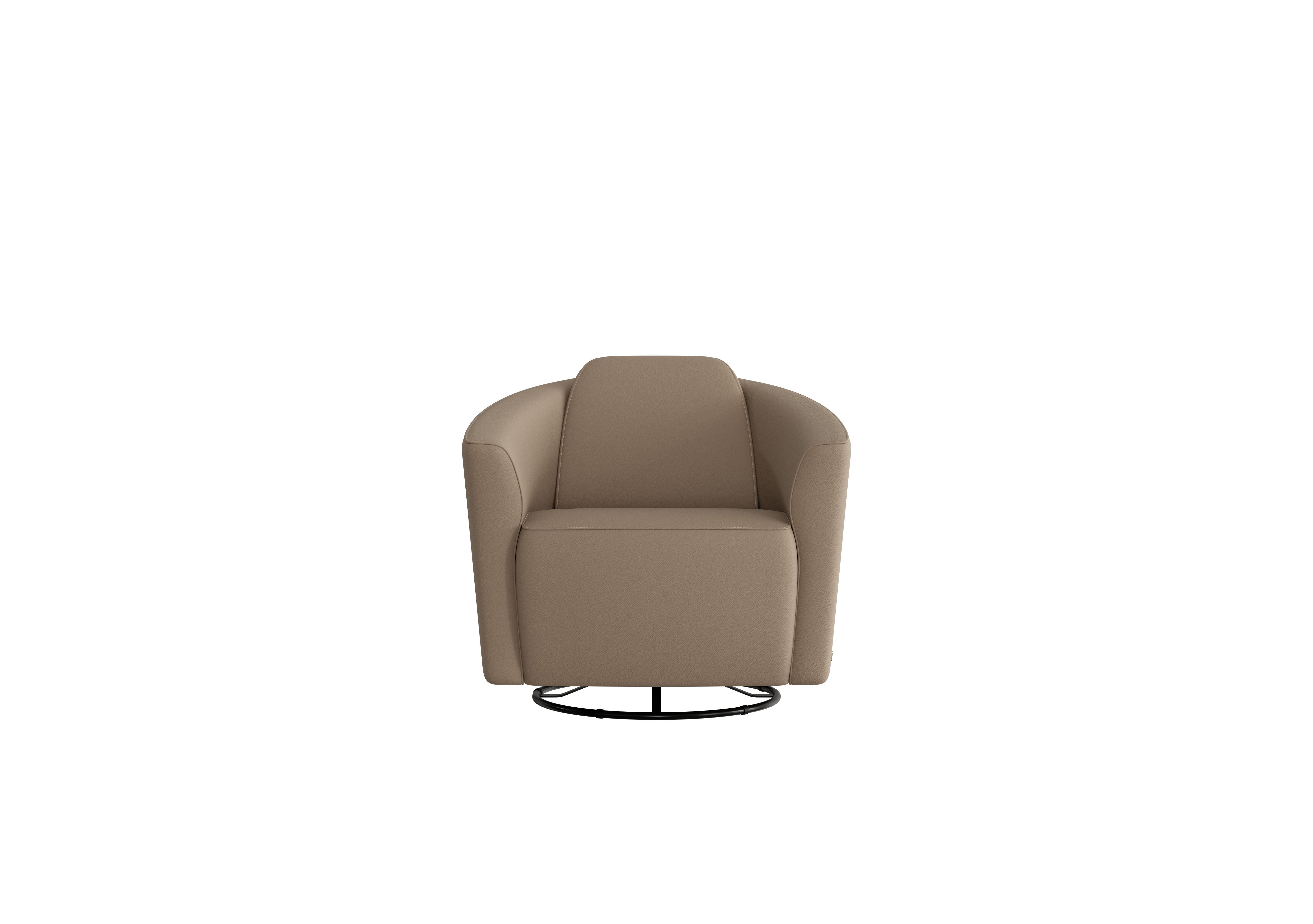 Ketty Leather Swivel Chair in Torello Taupe 312 on Furniture Village