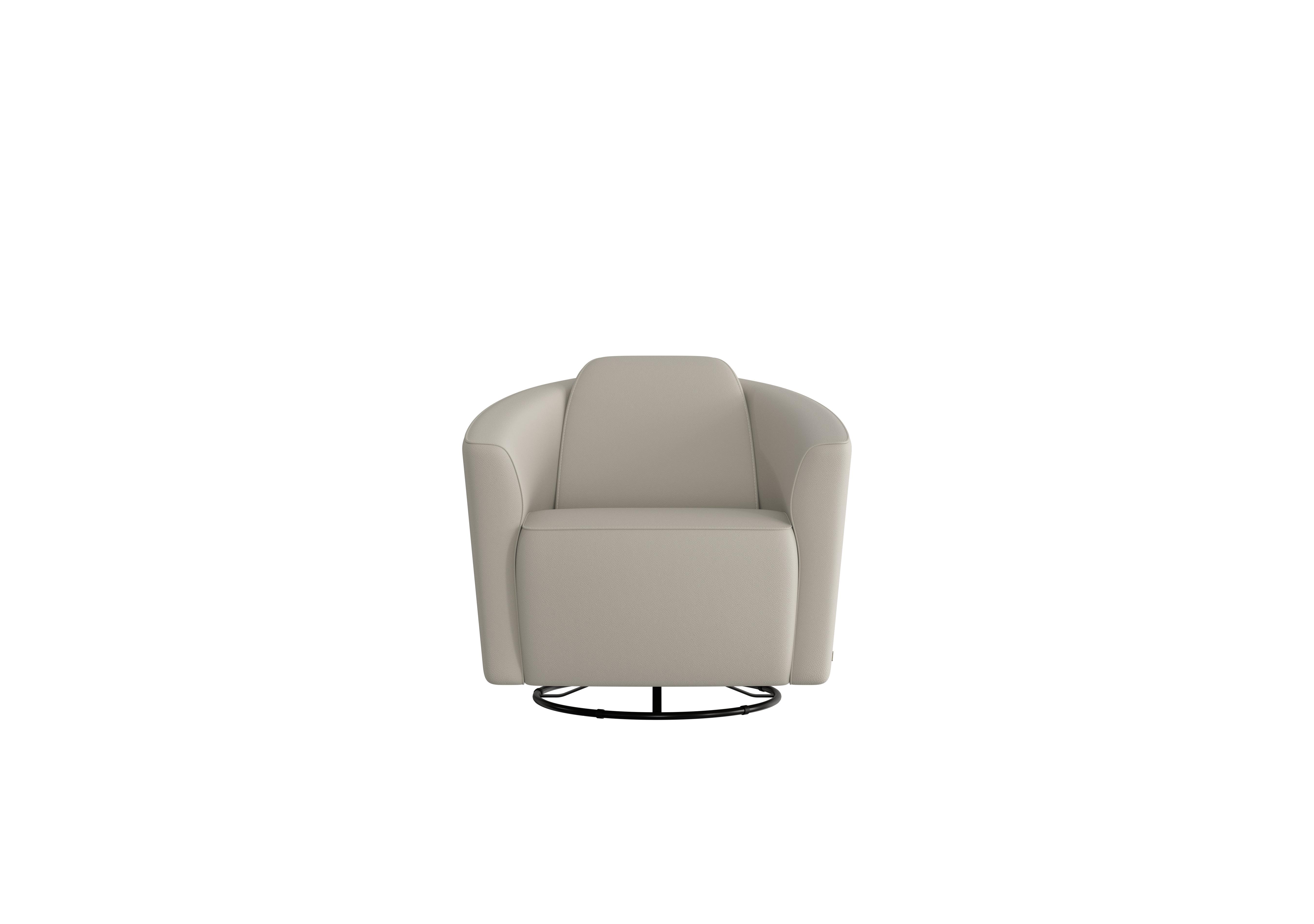 Ketty Leather Swivel Chair in Torello Tortora 328 on Furniture Village