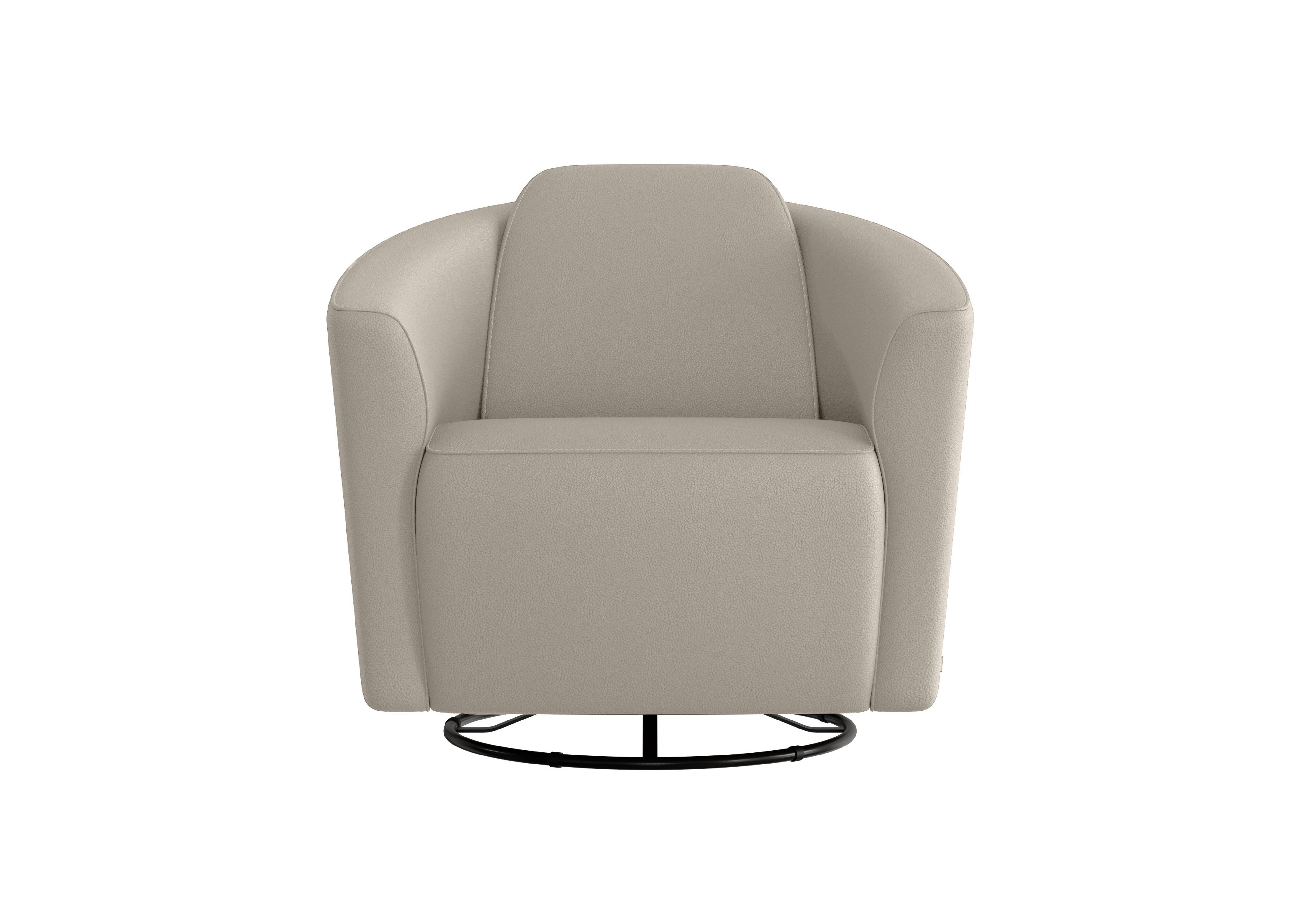 Ketty Leather Swivel Chair in Torello Tortora 328 on Furniture Village