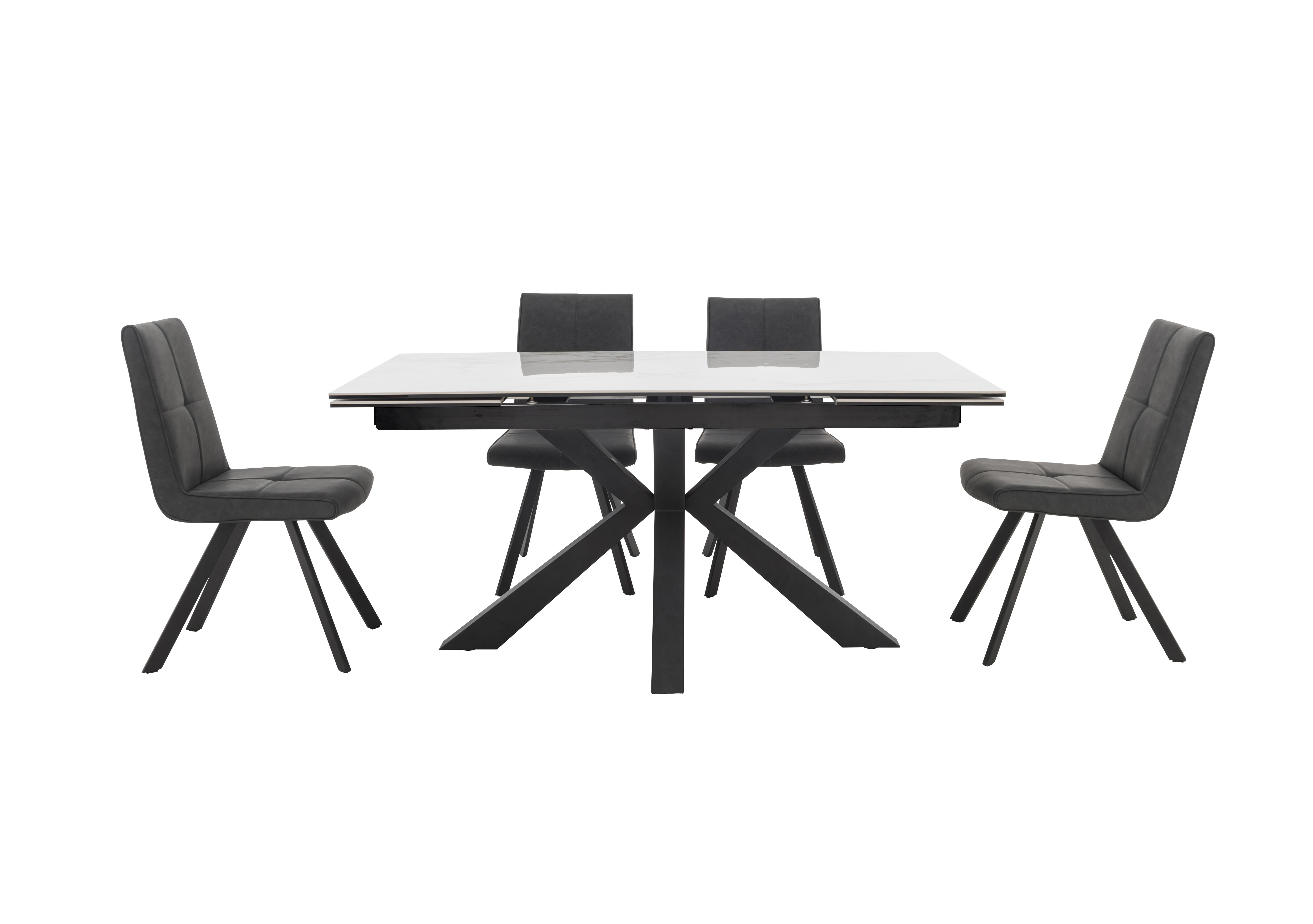 Phoenix Dining Table and 4 Dining Chairs in Dark Grey on Furniture Village