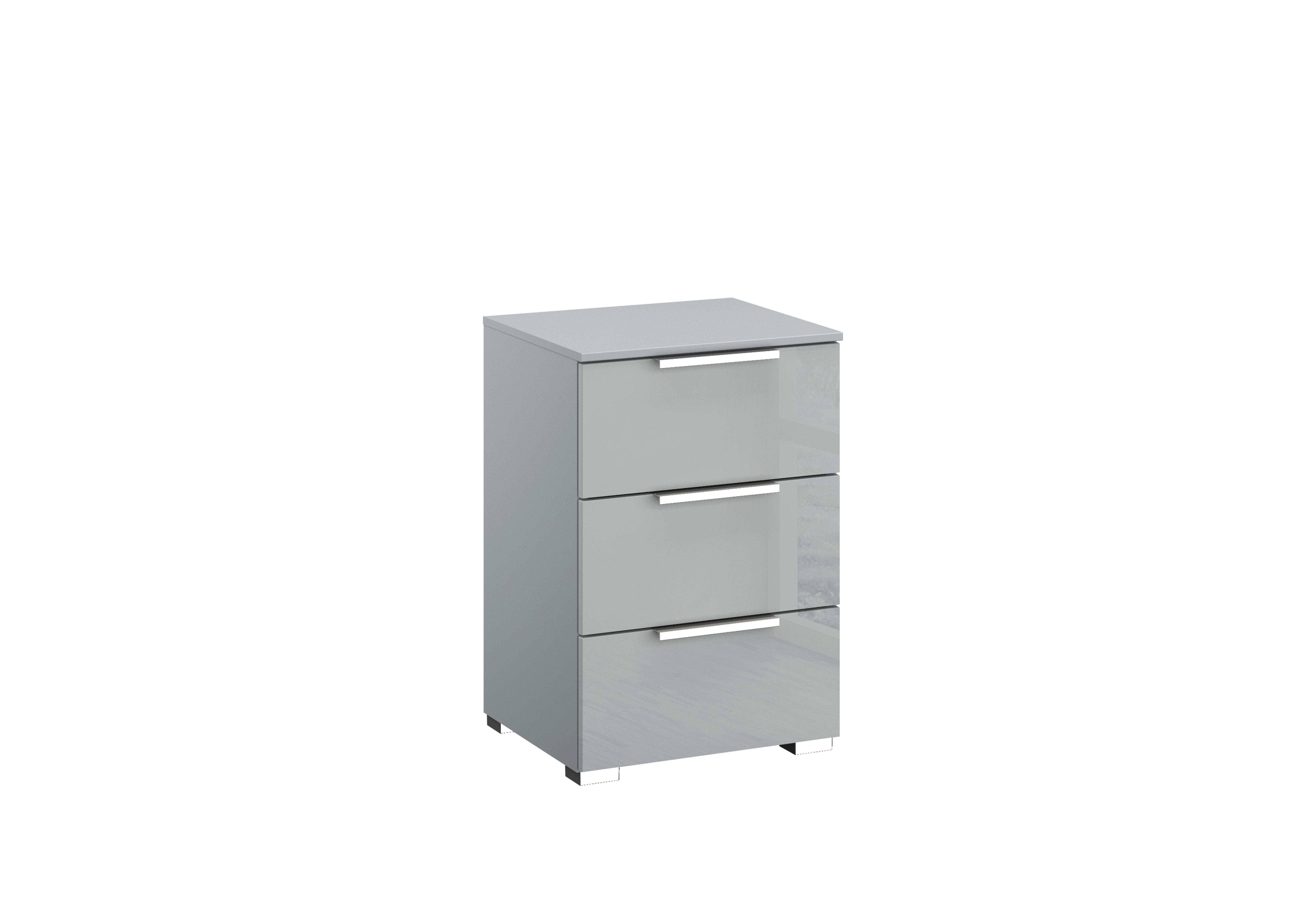 Formes Glass 3 Drawer Bedside Chest in A145b Silk Grey Silk Grey Frnt on Furniture Village