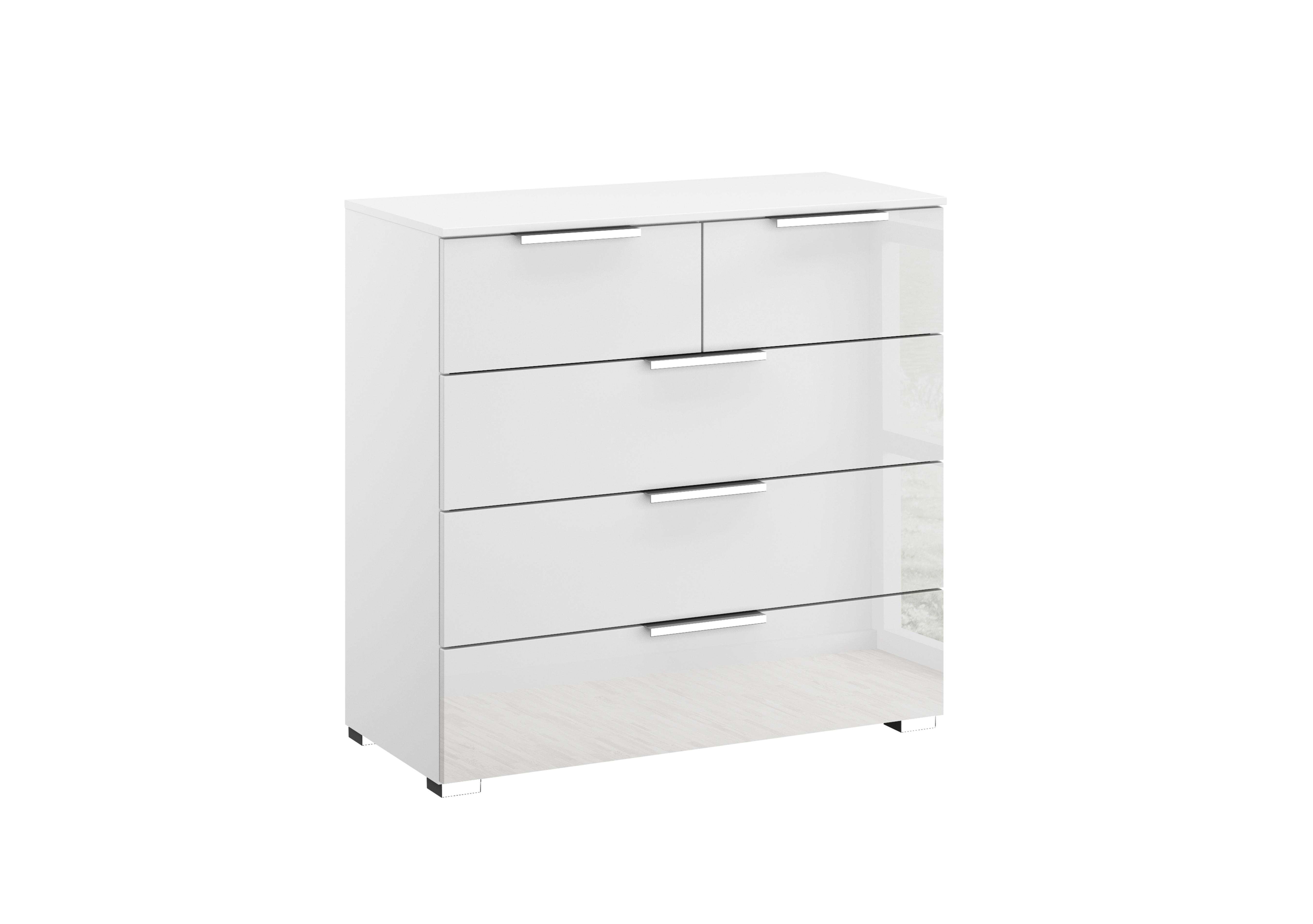 Formes Glass 5 Drawer Chest in A131b White White Front on Furniture Village
