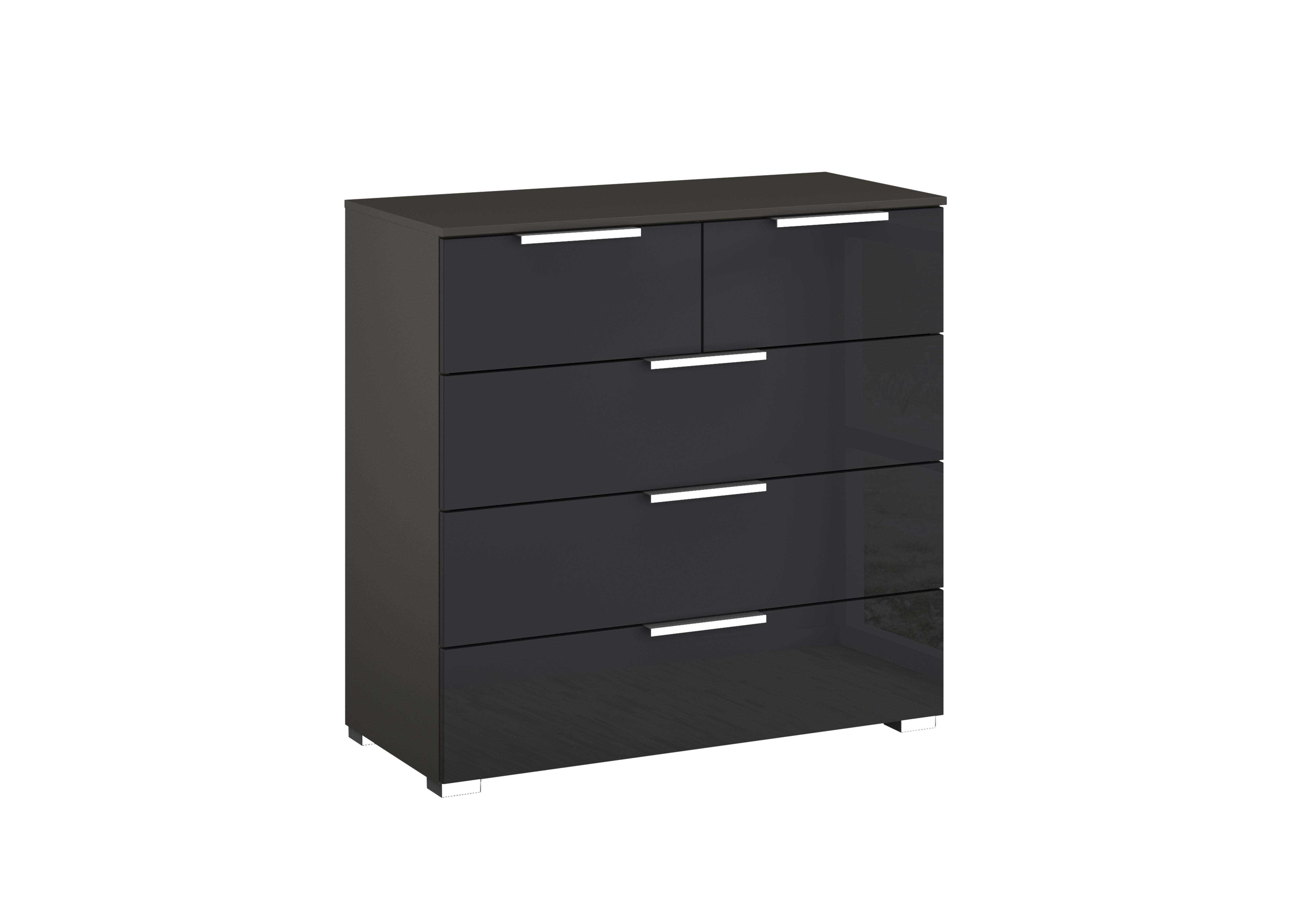 Formes Glass 5 Drawer Chest in A140b Graphite Basalt Front on Furniture Village