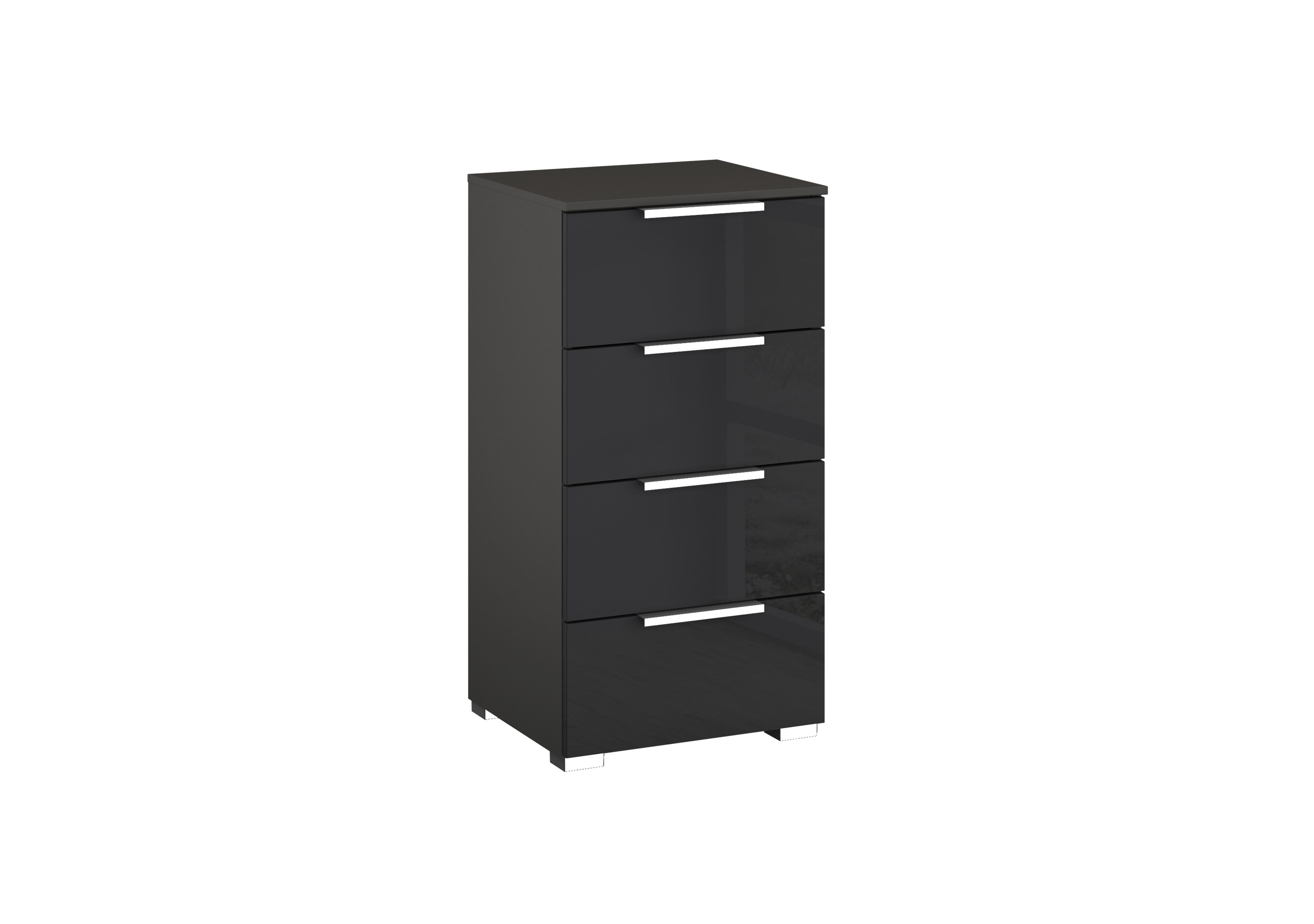 Formes Glass 4 Drawer Narrow Chest in A140b Graphite Basalt Front on Furniture Village