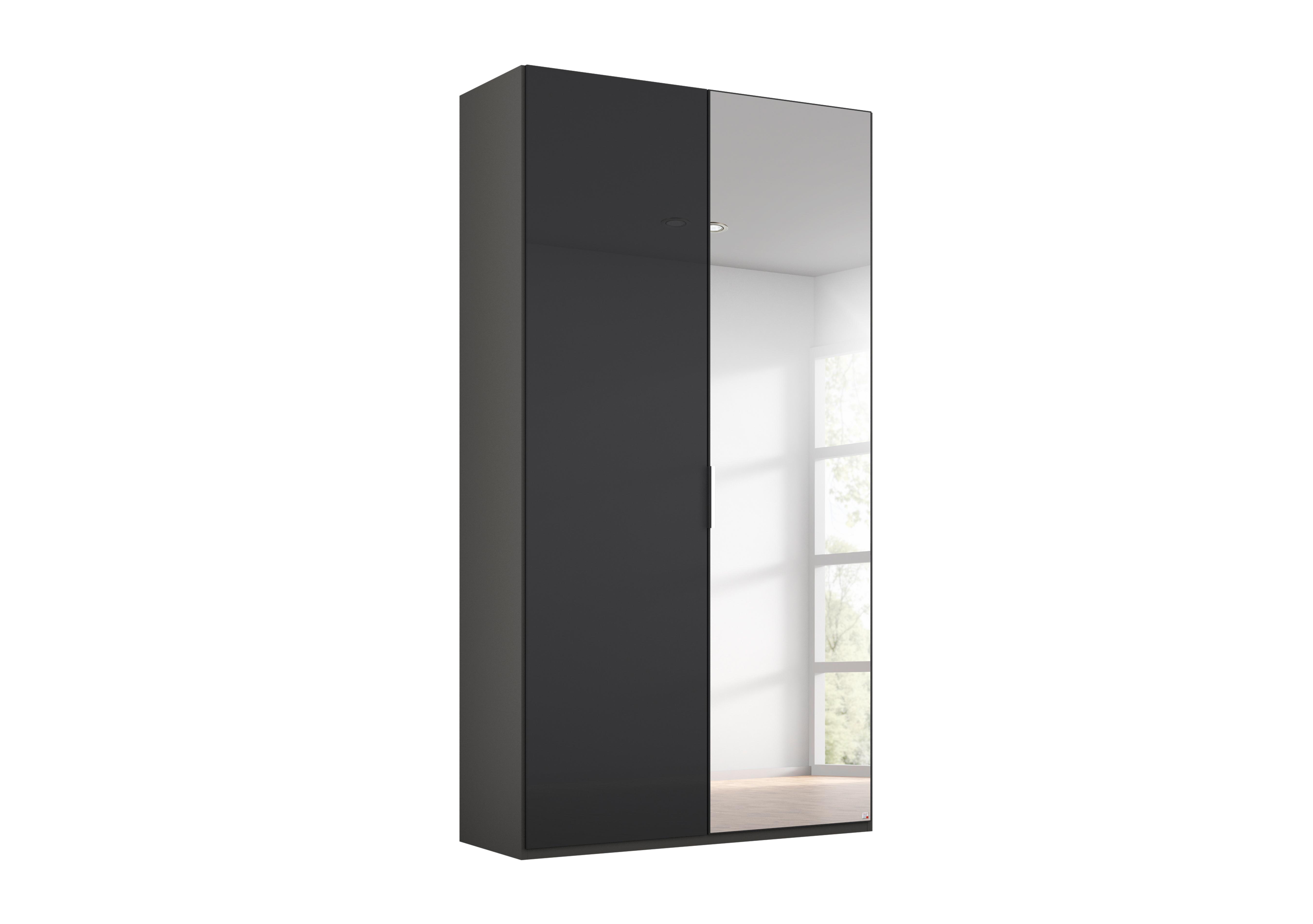 Formes Glass 2 Door Hinged Wardrobe with 1 Mirror in A140b Graphite Basalt Front on Furniture Village