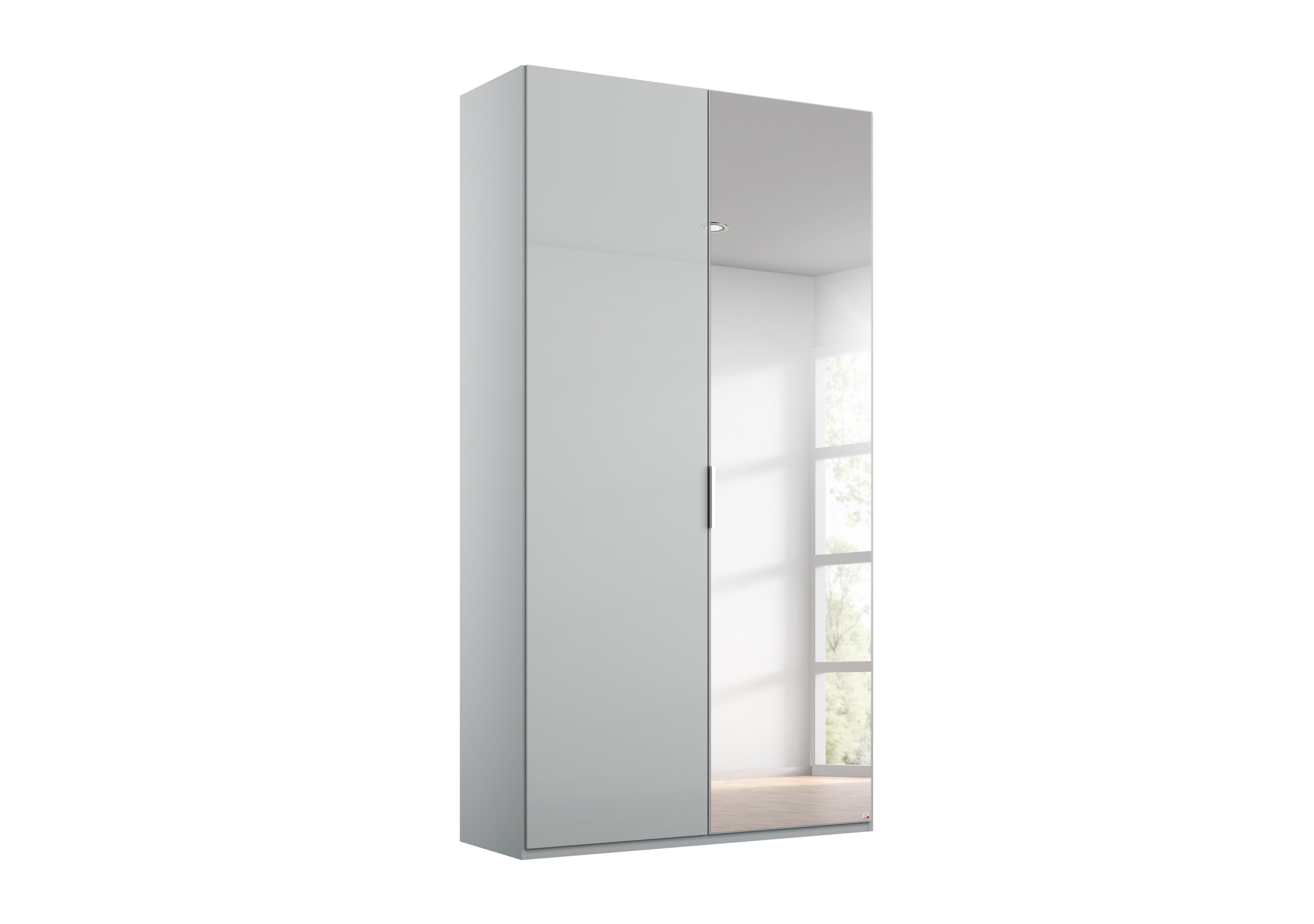 Formes Glass 2 Door Hinged Wardrobe with 1 Mirror in A145b Silk Grey Silk Grey Frnt on Furniture Village