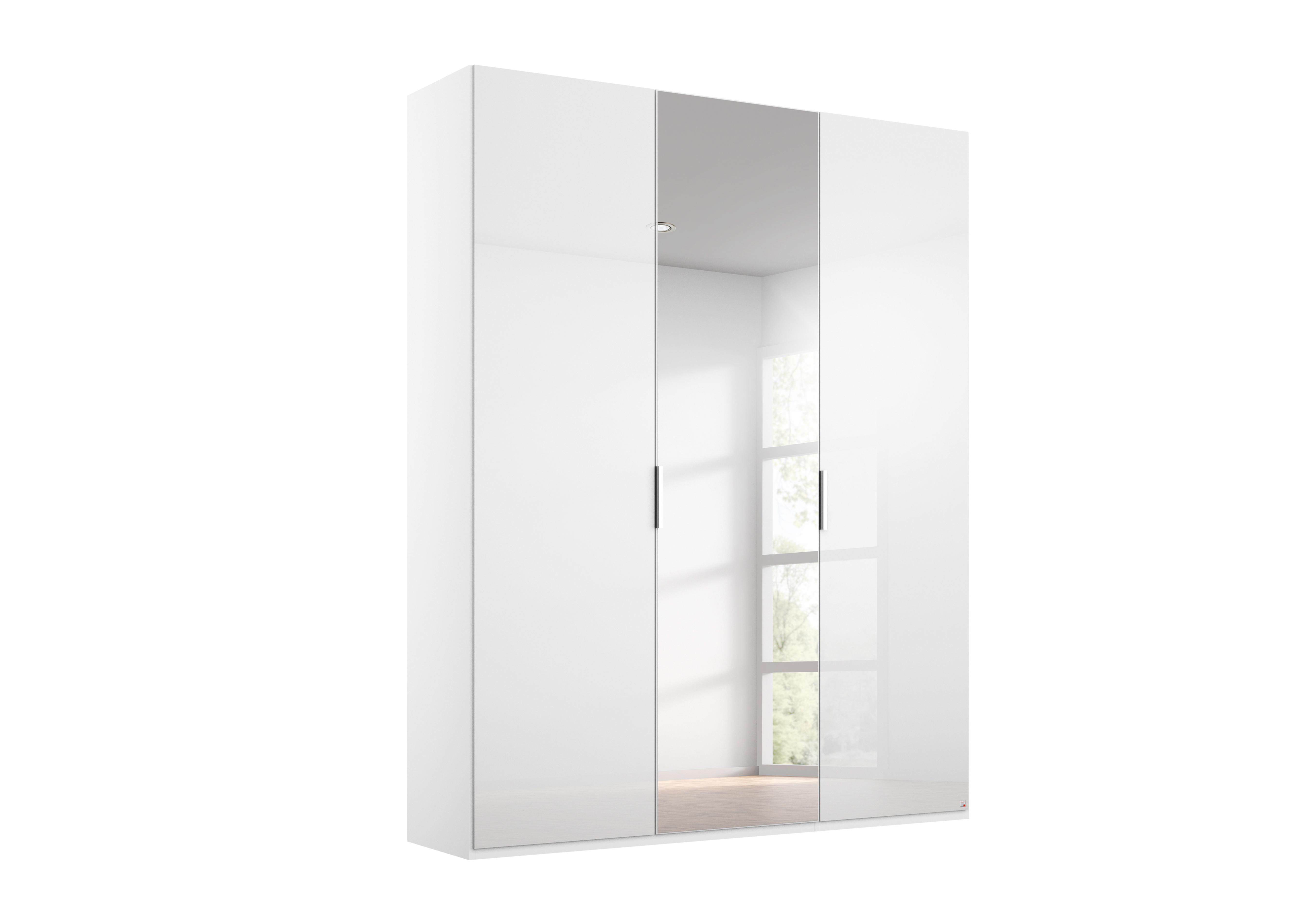 Formes Glass 3 Door Hinged Wardrobe with 1 Mirror in A131b White White Front on Furniture Village