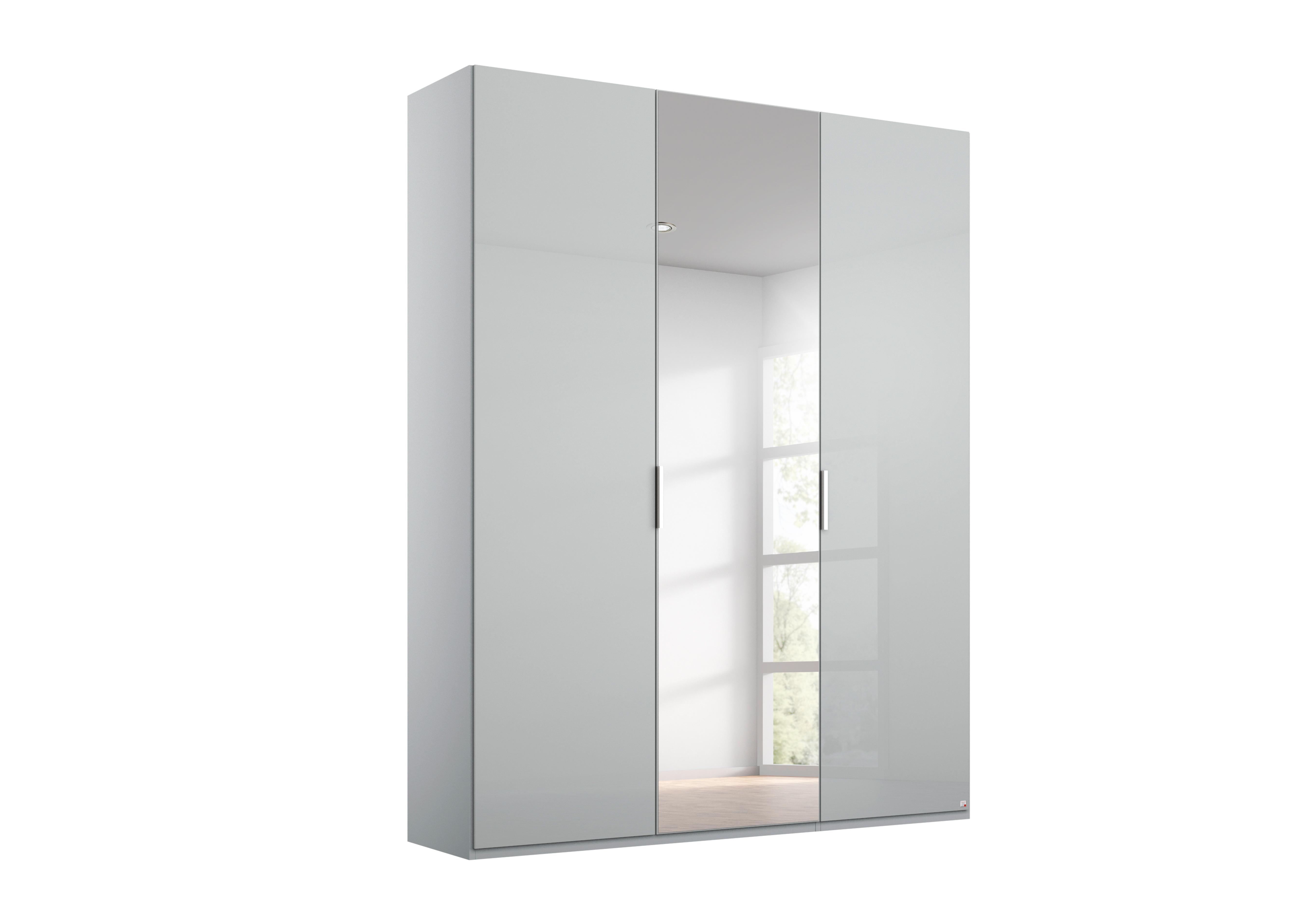 Formes Glass 3 Door Hinged Wardrobe with 1 Mirror in A145b Silk Grey Silk Grey Frnt on Furniture Village