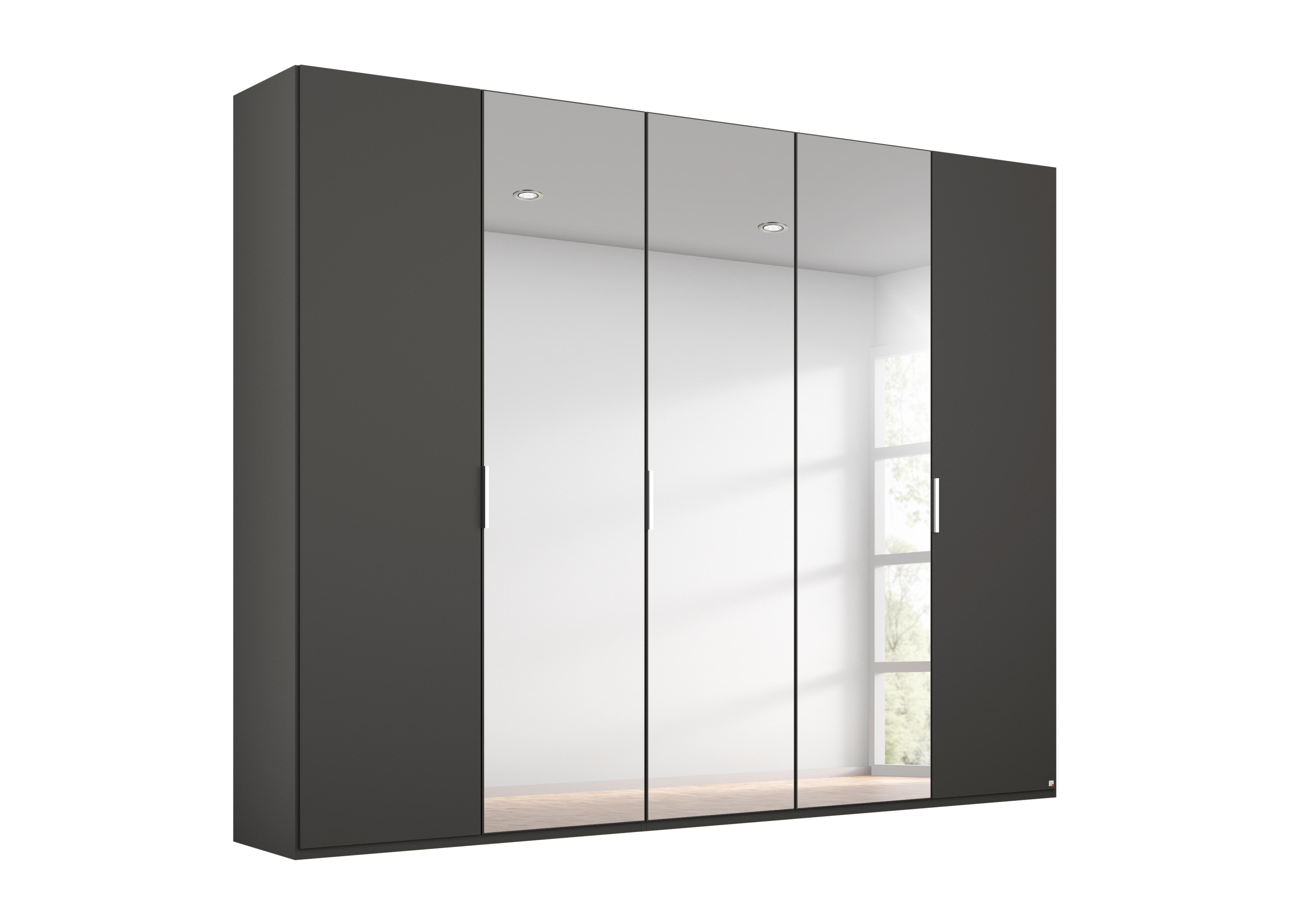 Formes Decor 5 Door Hinged Wardrobe with 3 Mirrors in A138b Graphite on Furniture Village