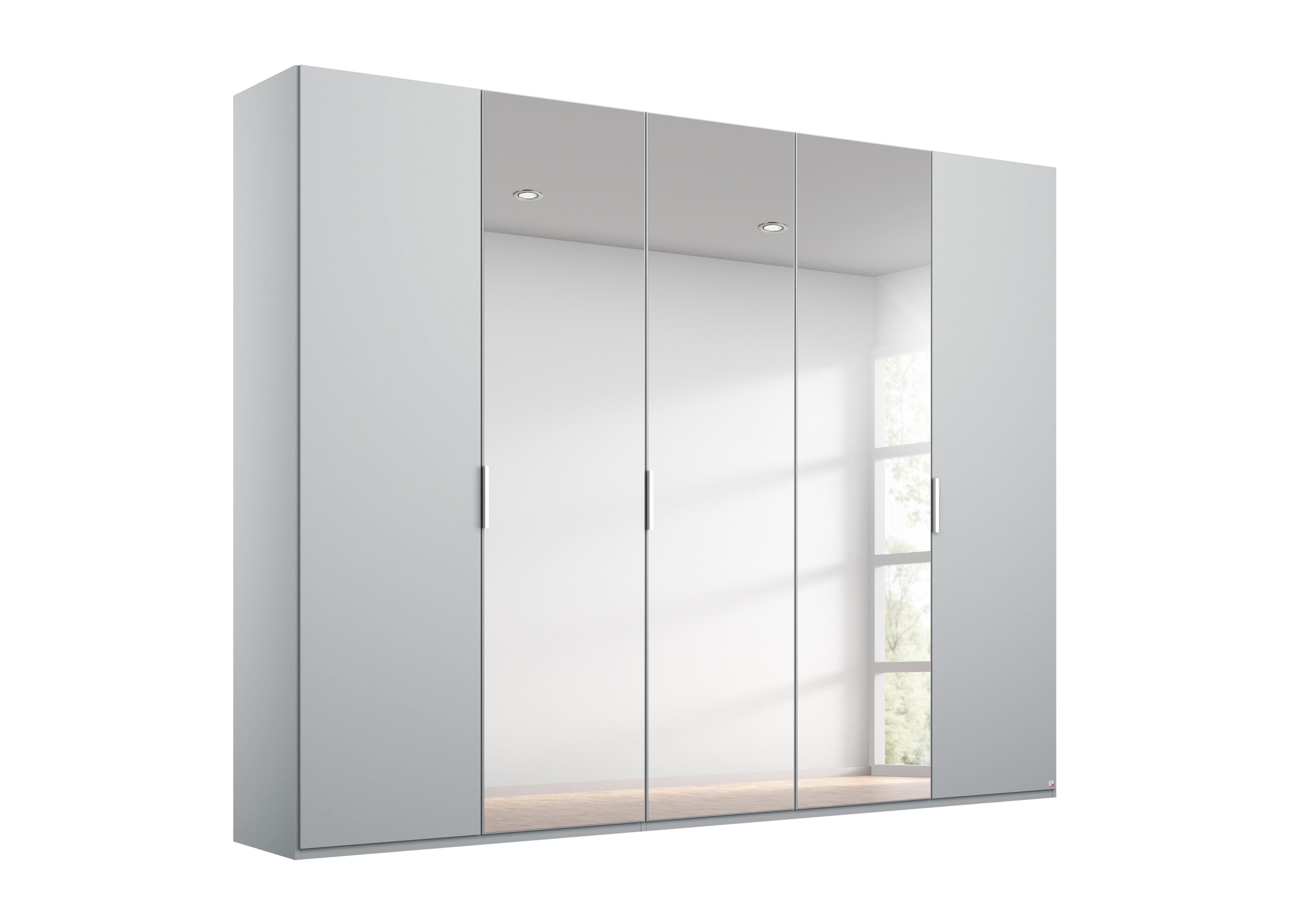 Formes Decor 5 Door Hinged Wardrobe with 3 Mirrors in A142b Silk Grey on Furniture Village