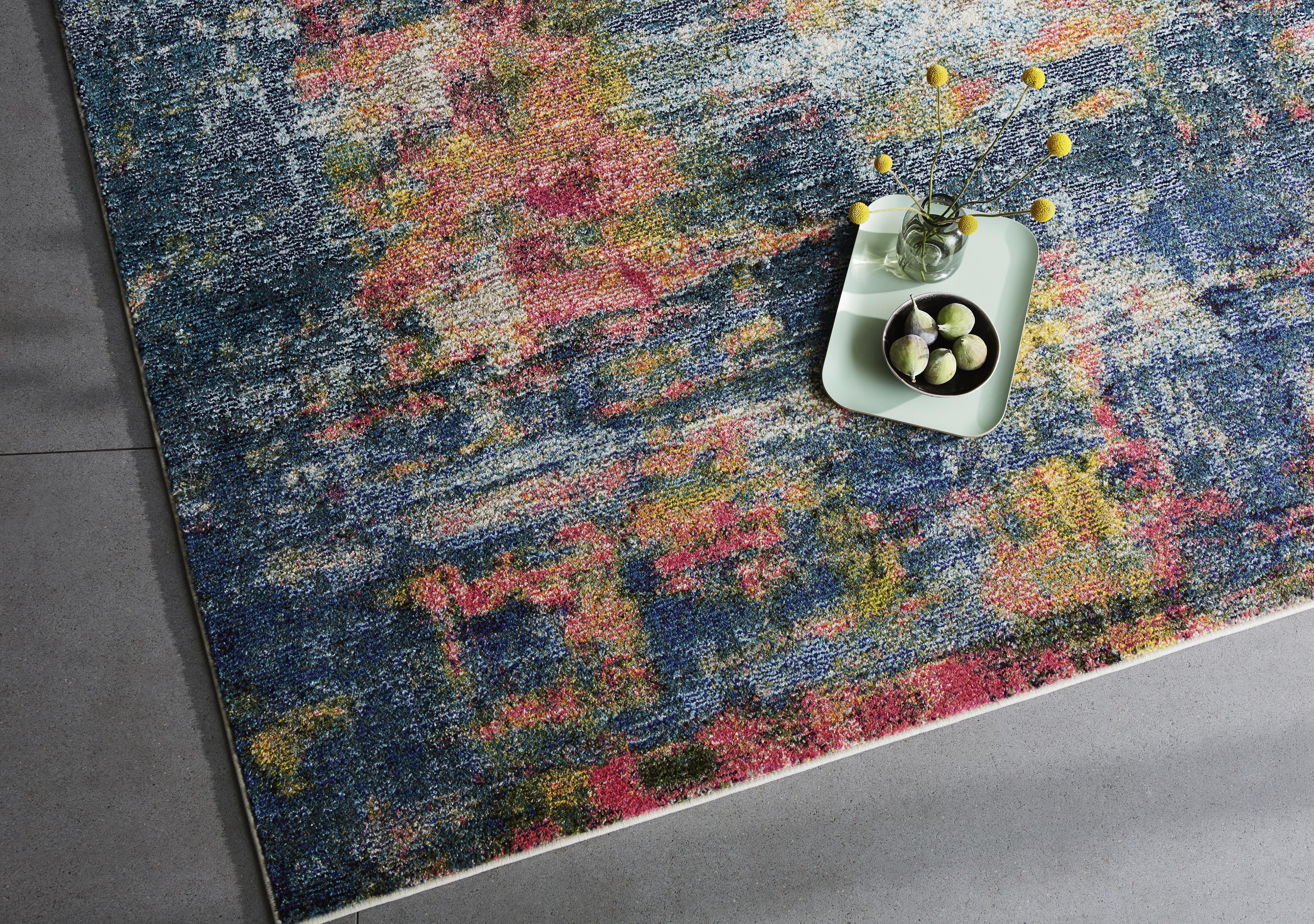 Celesta Blue and Yellow Rug in  on Furniture Village