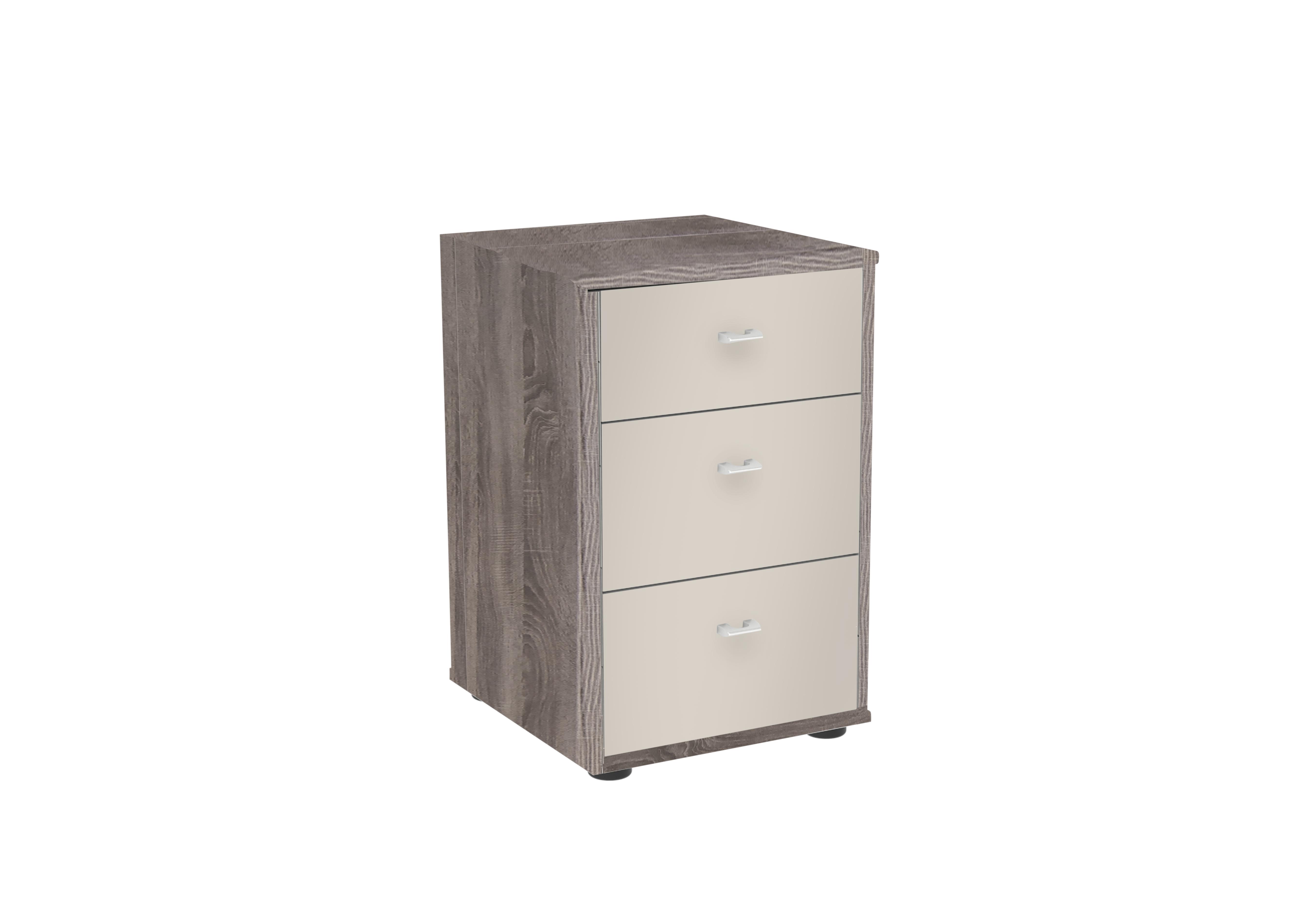 Pacifica 3 Drawer Bedside Chest in Dark Rustic Oak on Furniture Village