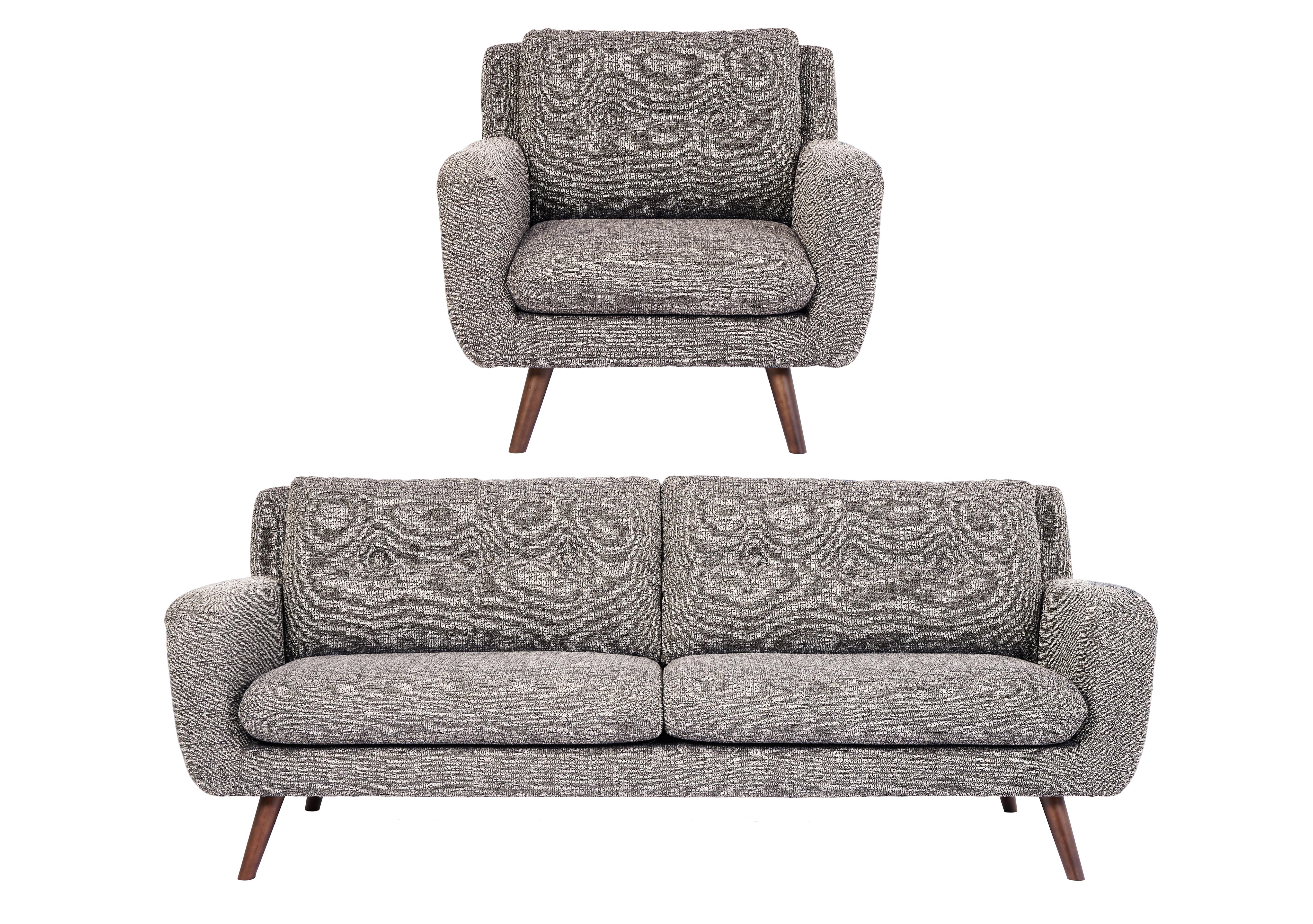 Aldo 3 Seater Fabric Sofa and Armchair Multi-Buy Saver Set in 5344 Picasso 06 Grey on Furniture Village