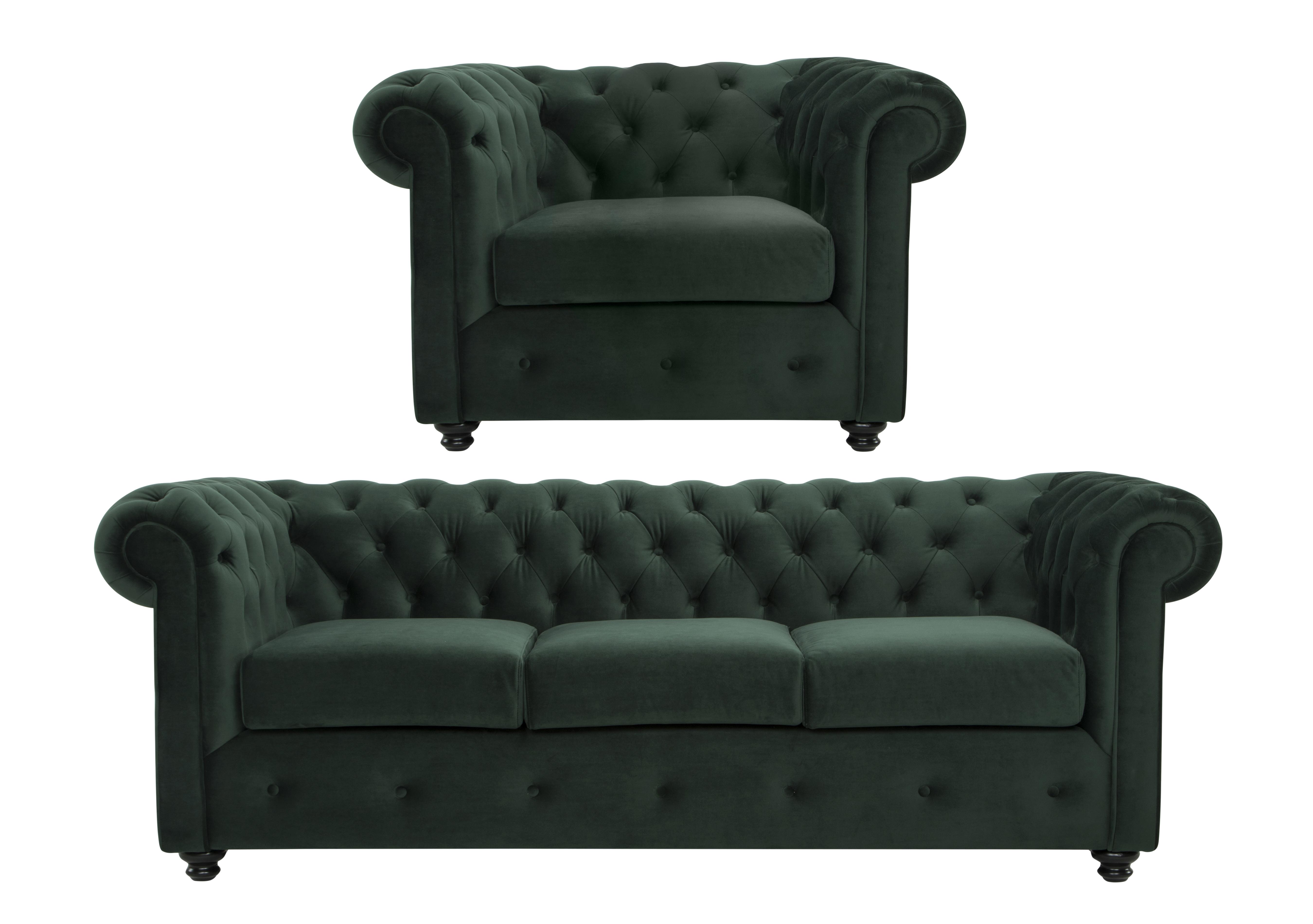 Harper 3 Seater Fabric Sofa and Armchair Multi-Buy Saver Set in Stax 015 Dark Green on Furniture Village