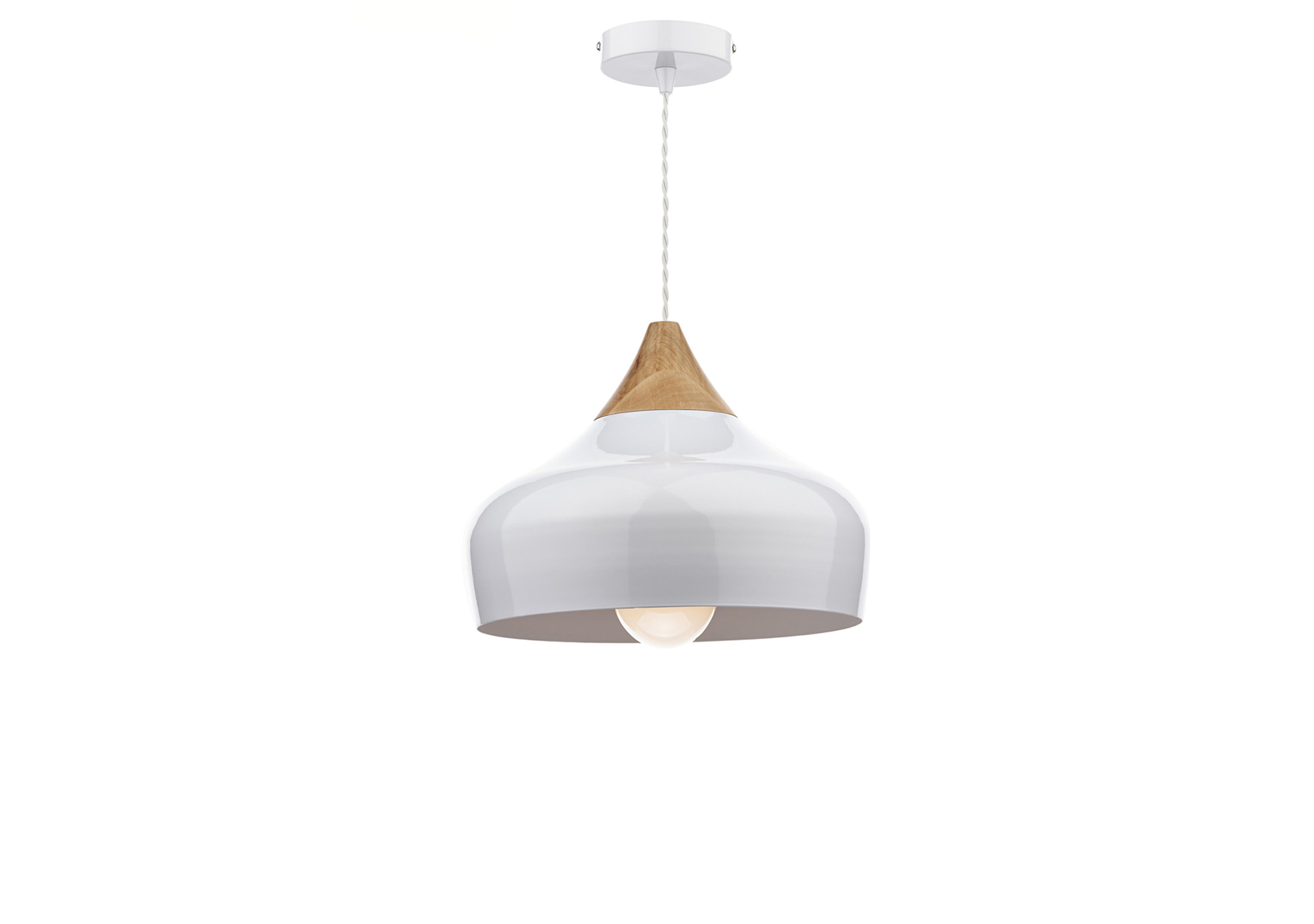 Gaucho 1 Light Pendant Ceiling Light in White on Furniture Village