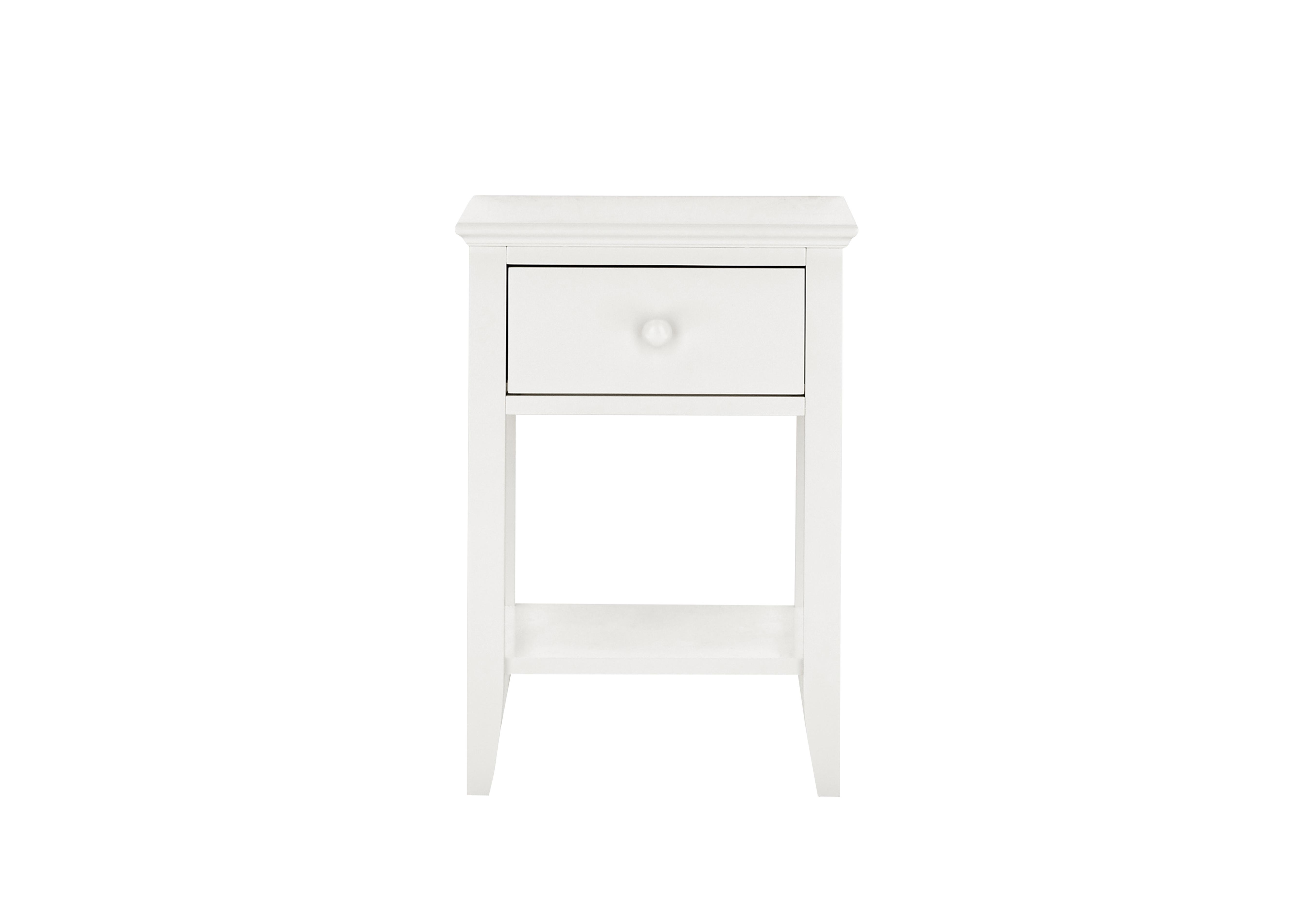 Faye 1 Drawer Bedside Table in White on Furniture Village
