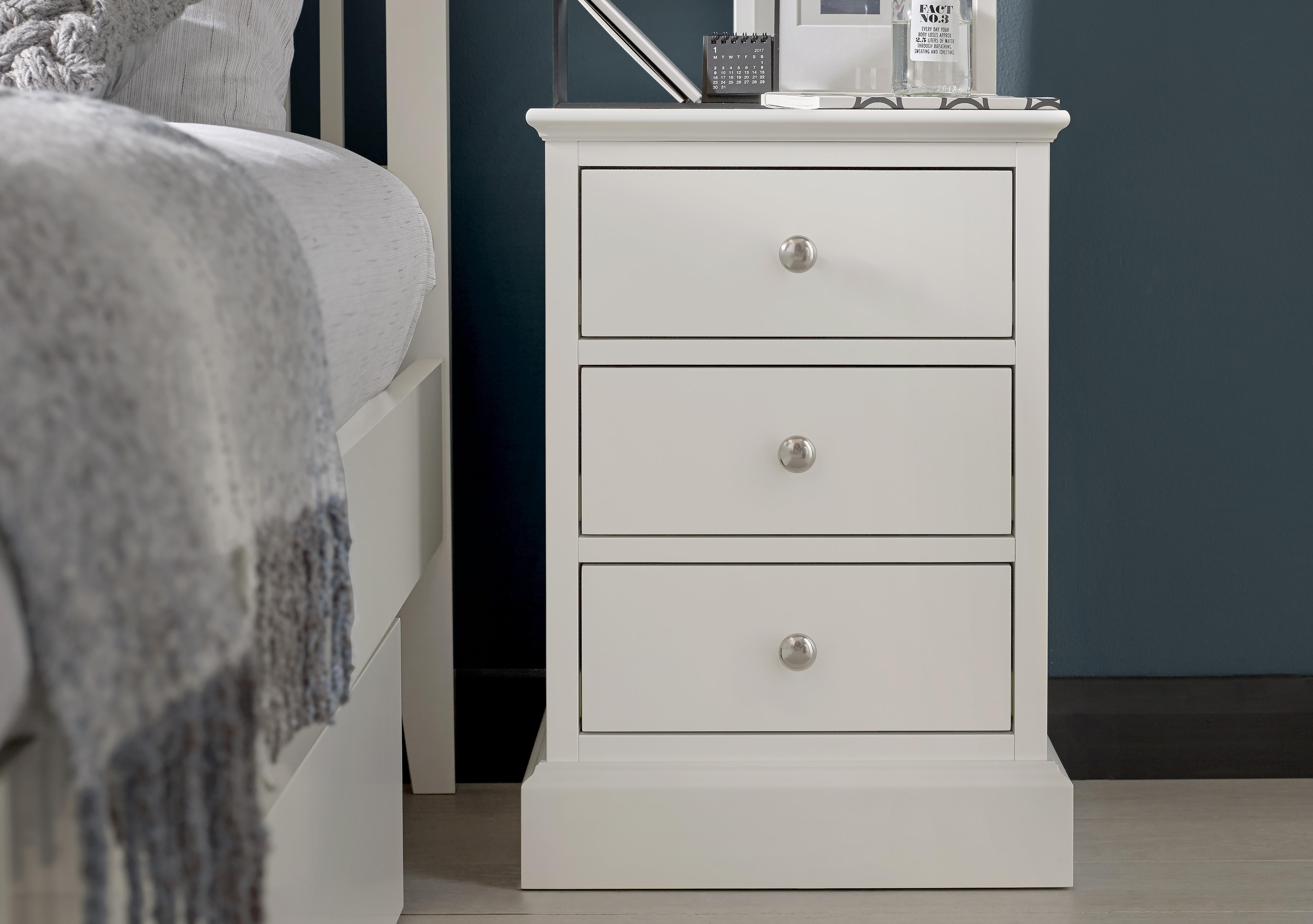 Faye 3 Drawer Bedside Table in  on Furniture Village