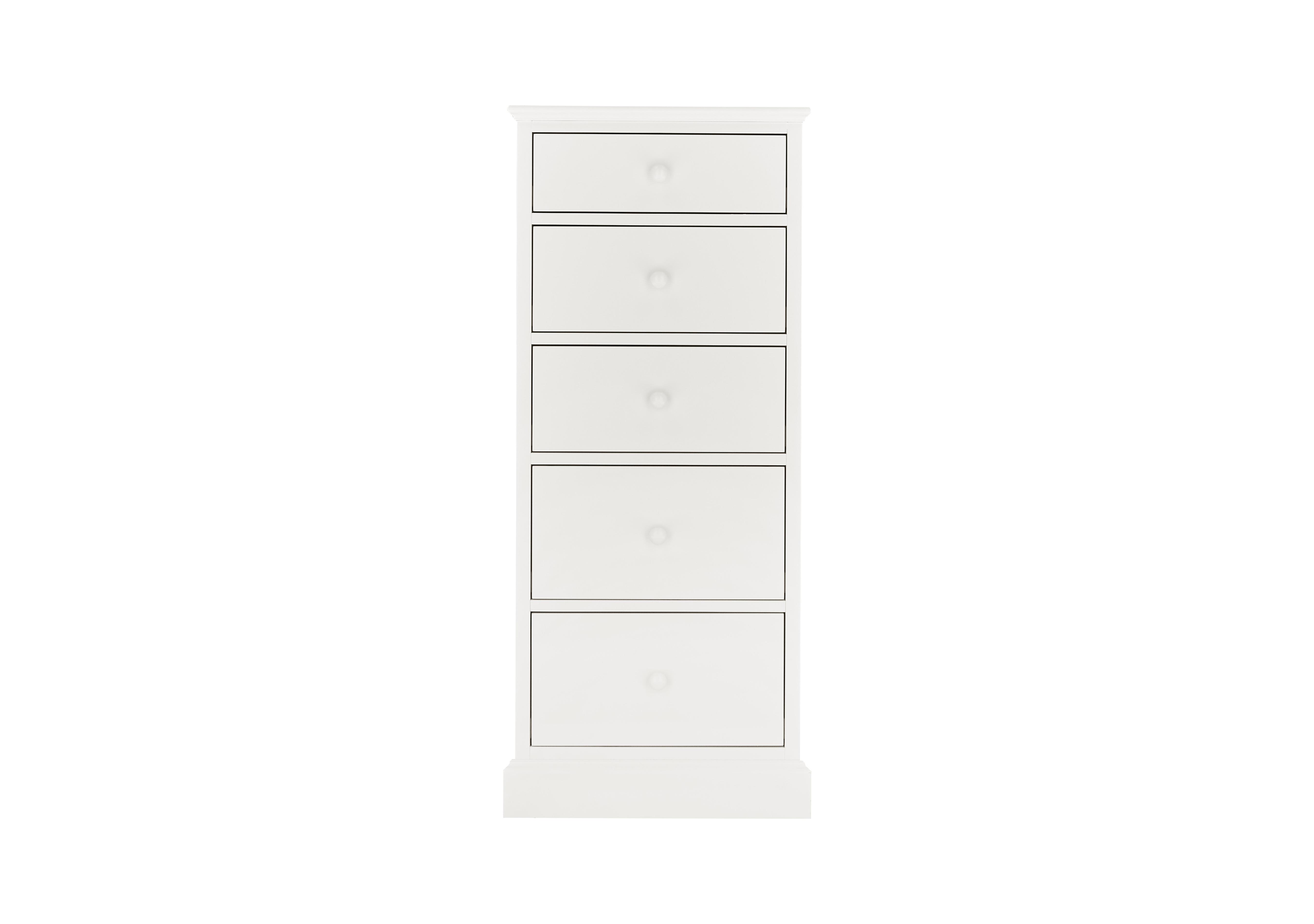 Faye Tall 5 Drawer Chest in White on Furniture Village